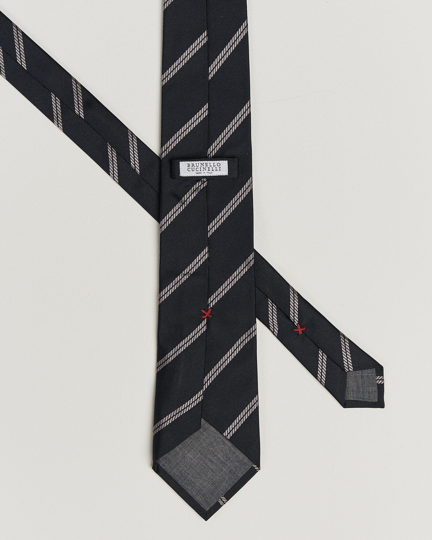 Uomini | Cravatte | Brunello Cucinelli | Regimental Stripe Silk Tie Navy