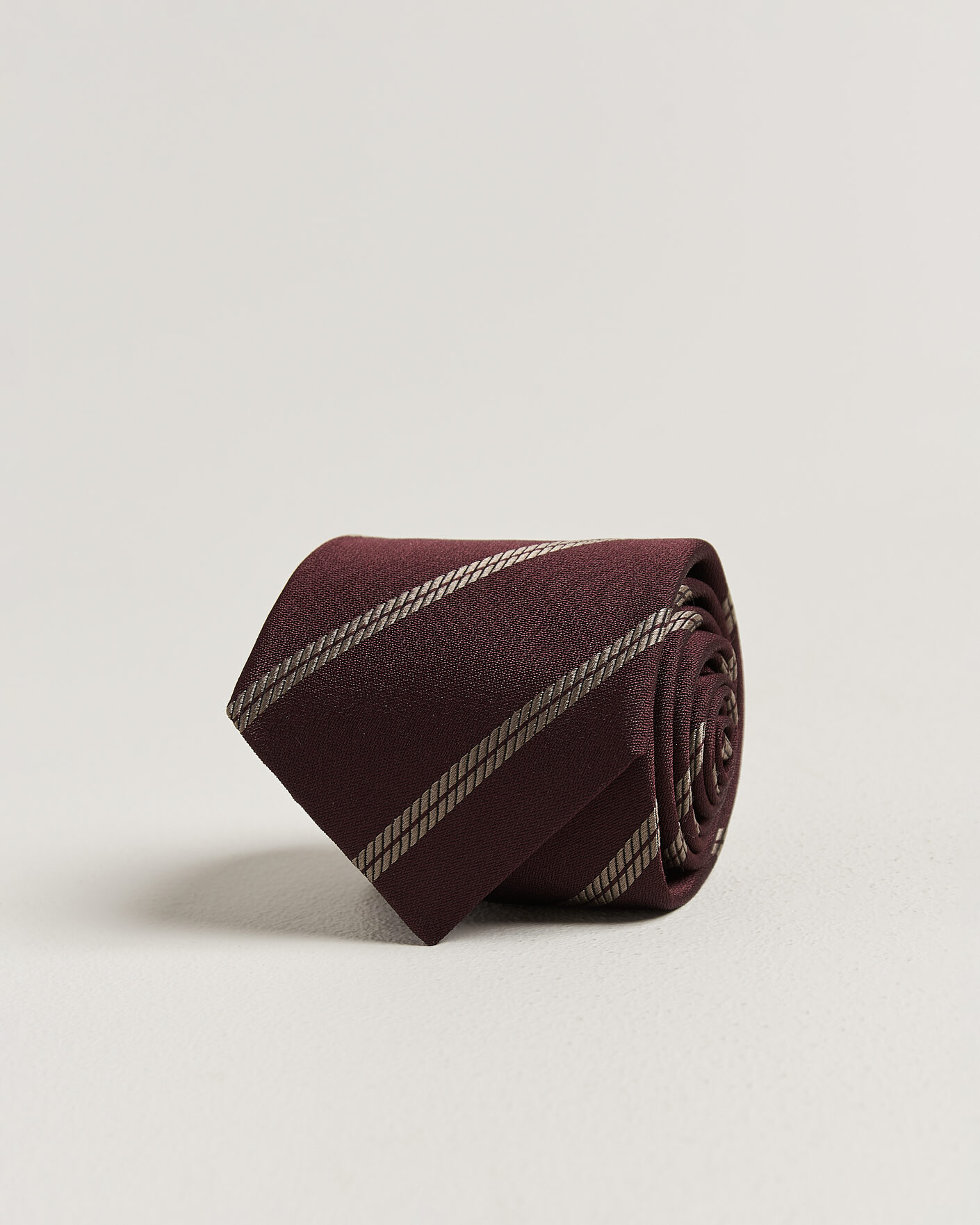 Uomini | Cravatte | Brunello Cucinelli | Regimental Stripe Silk Tie Burgundy