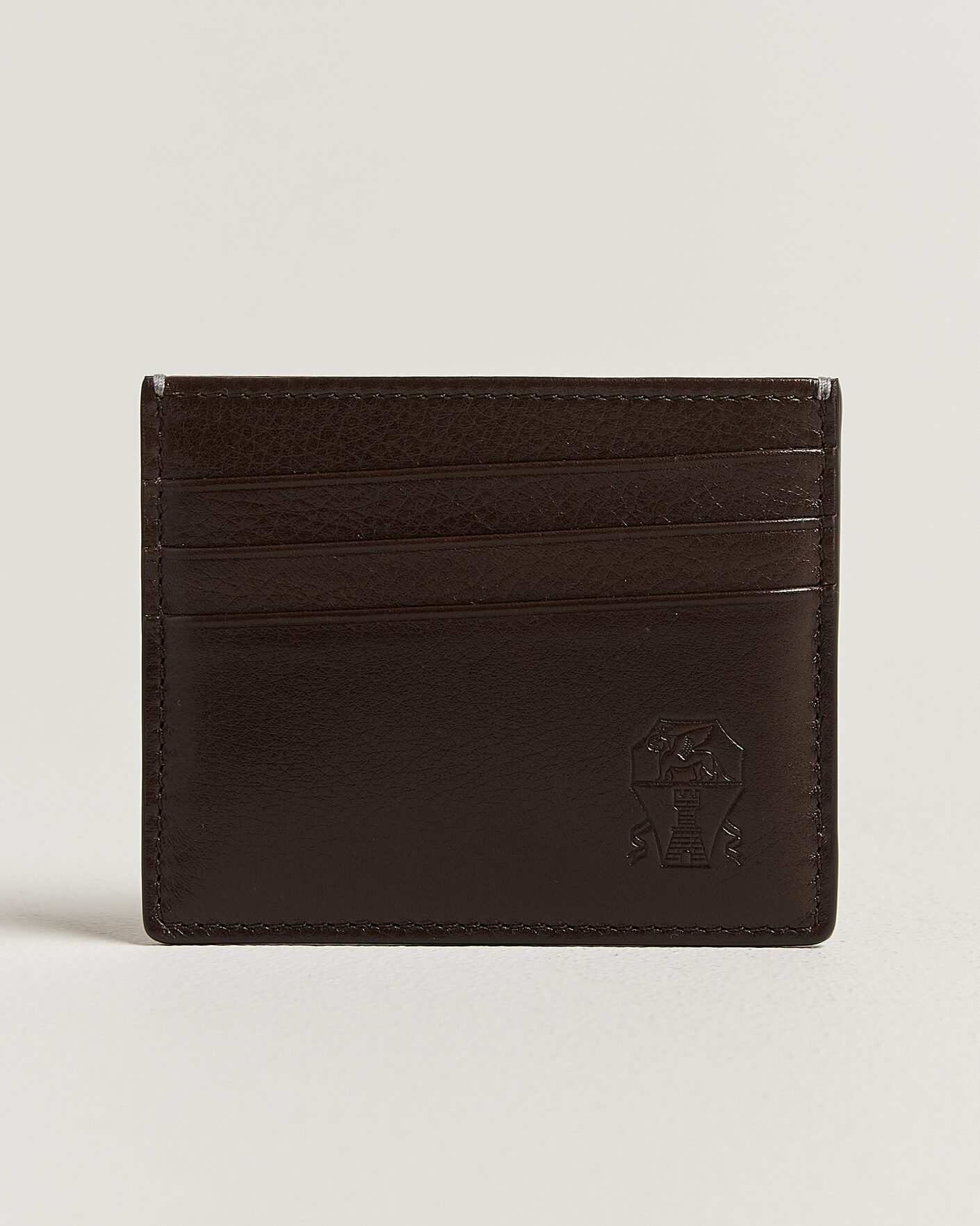 Uomini | Portafogli | Brunello Cucinelli | Grain Leather Card Holder Dark Brown