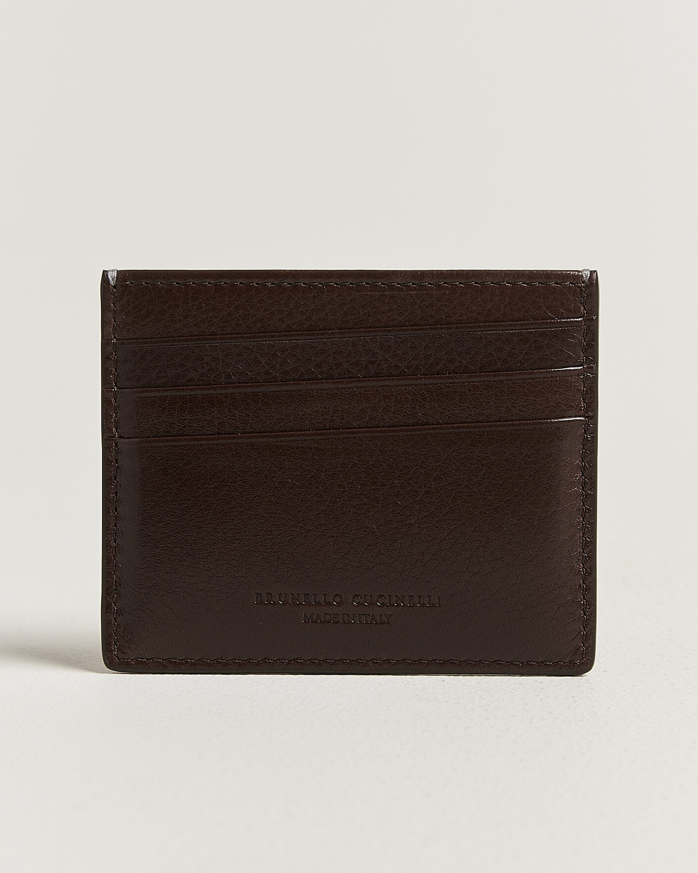 Uomini | Portafogli | Brunello Cucinelli | Grain Leather Card Holder Dark Brown