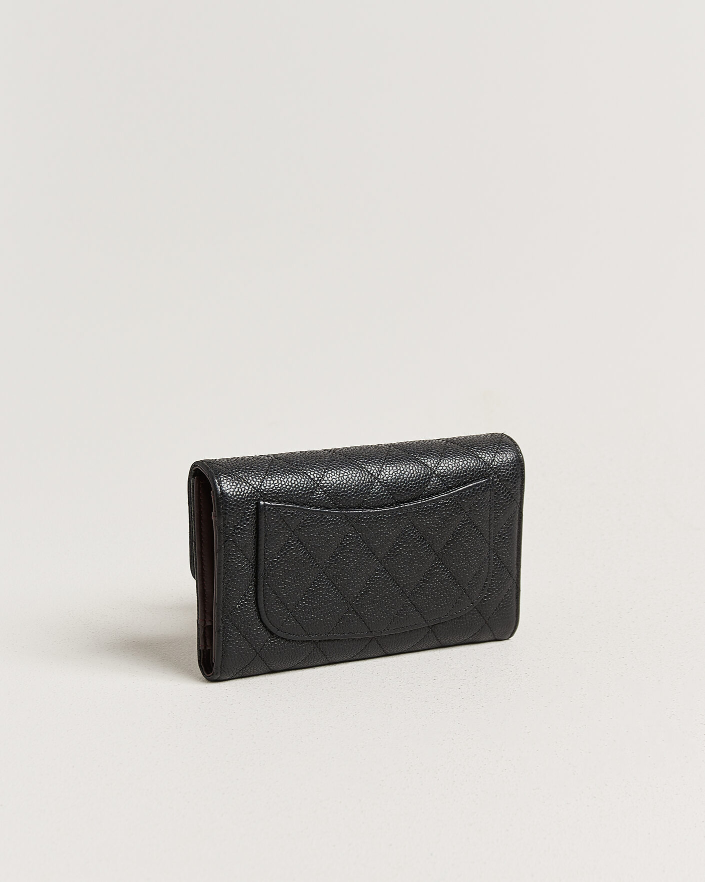 Uomini | Pre-Owned & Vintage Bags | Chanel Pre-Owned | Classic Trifold Flap Wallet Caviar Leather Black