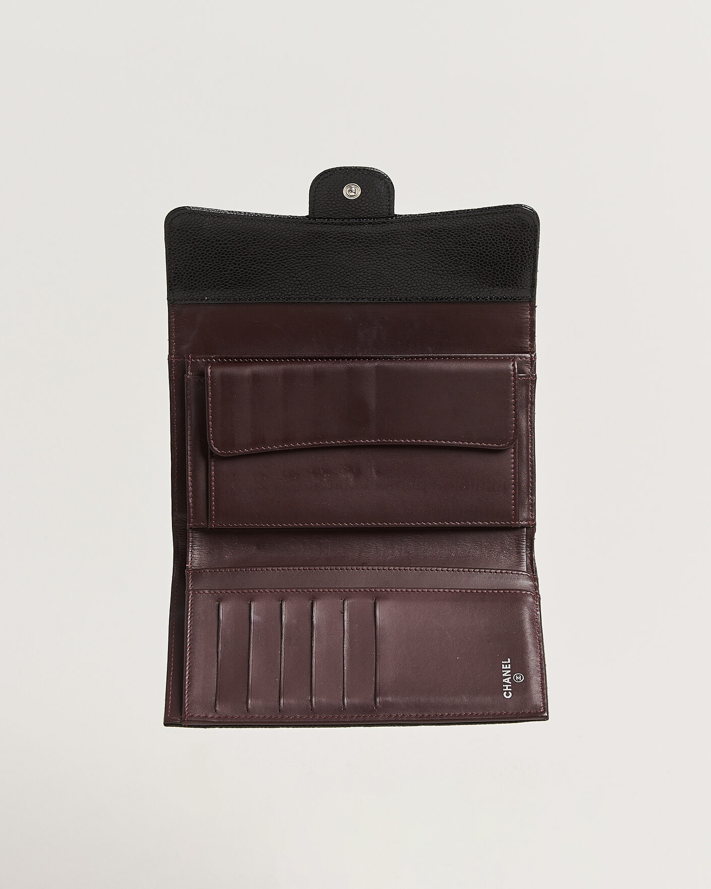 Uomini | Pre-Owned & Vintage Bags | Chanel Pre-Owned | Classic Trifold Flap Wallet Caviar Leather Black