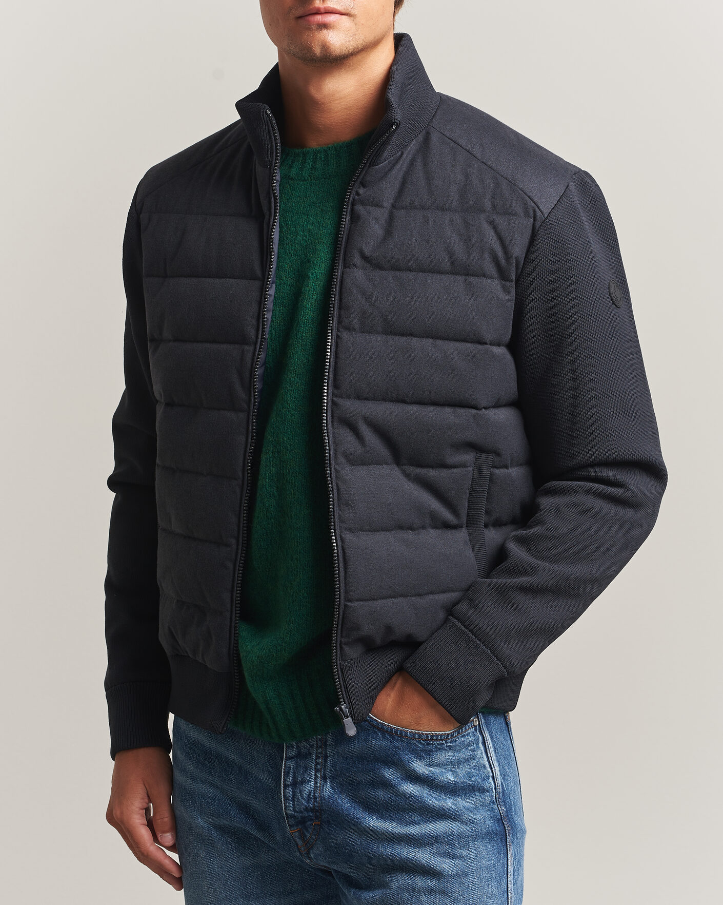 Uomini | Giacche | Save The Duck | Lasse Padded Hybrid Jacket Navy Blue Melange