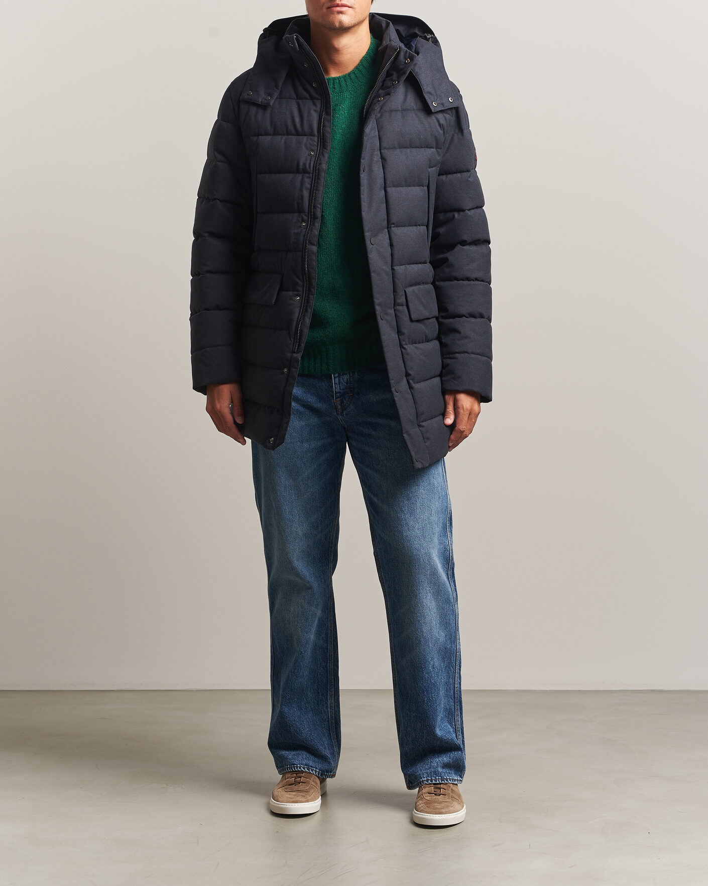Uomini | Giacche | Save The Duck | Byrne Padded Flannel Coat Navy Blue Melange