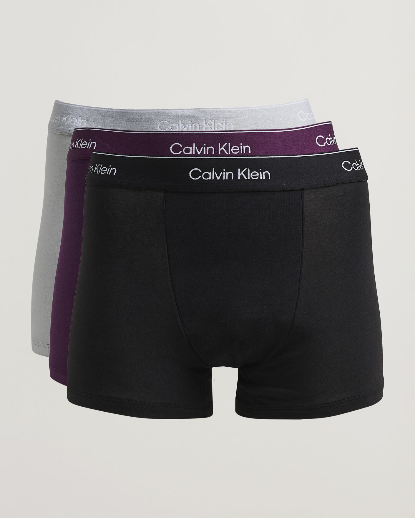 Uomini | Biancheria intima | Calvin Klein | 3-Pack Icon Cotton Stretch Relaxed Trunk Black/Grey/Purple