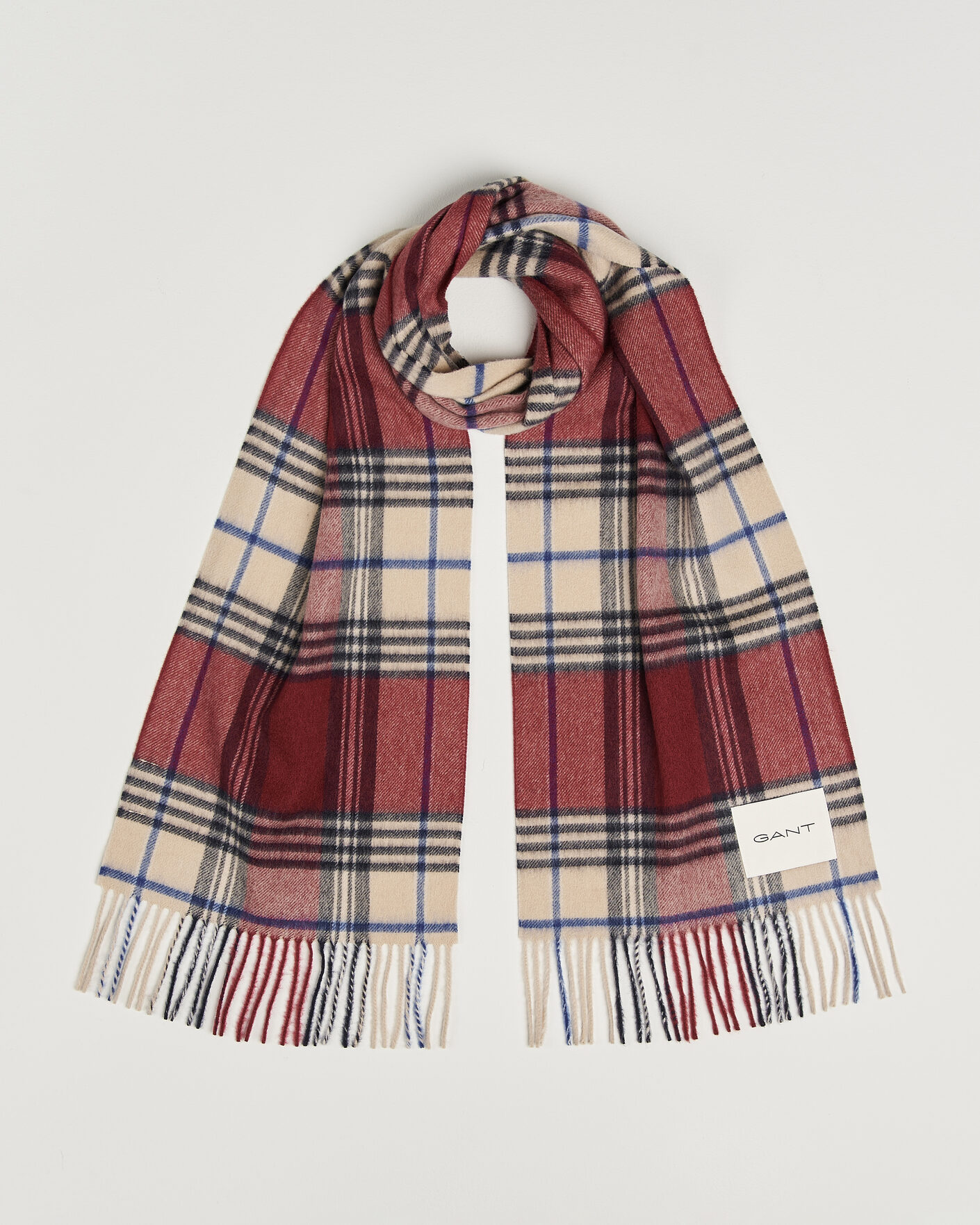 Uomini | Sciarpe | Gant | Checked Wool Scarf Plumped Red