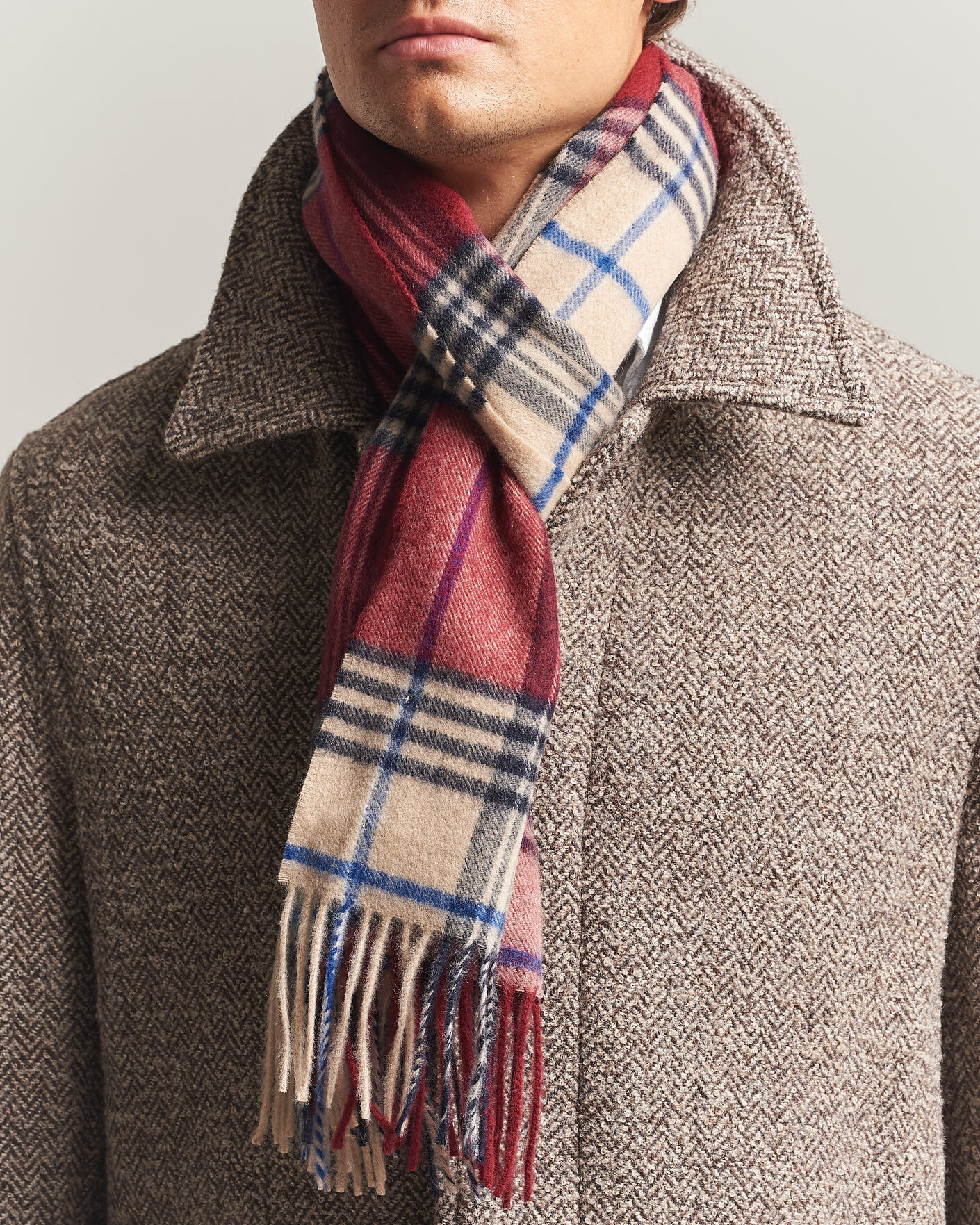 Uomini | Sciarpe | Gant | Checked Wool Scarf Plumped Red