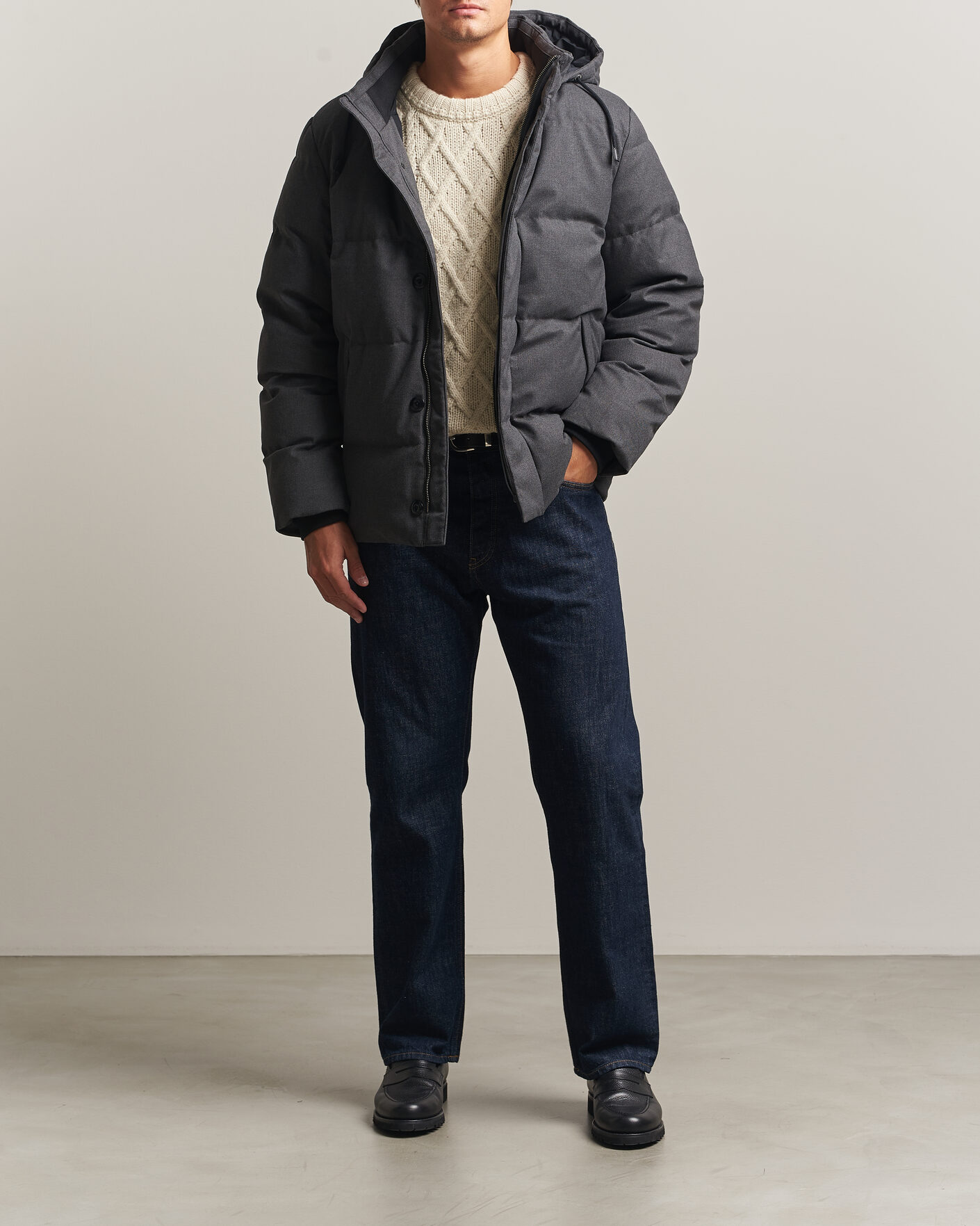 Uomini | Giacche | Gant | Flannel Down Hooded Jacket Black Grey