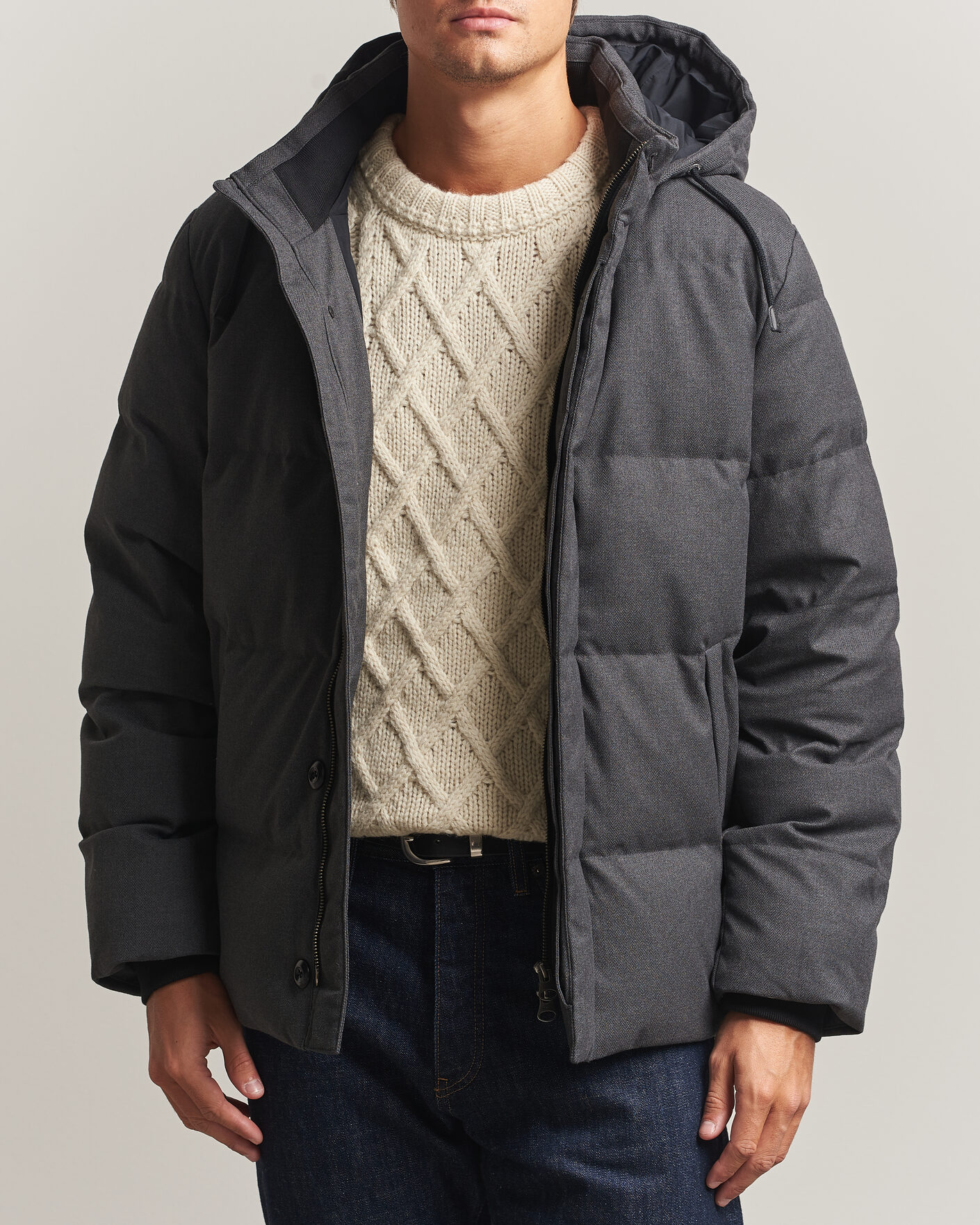 Uomini | Giacche | Gant | Flannel Down Hooded Jacket Black Grey