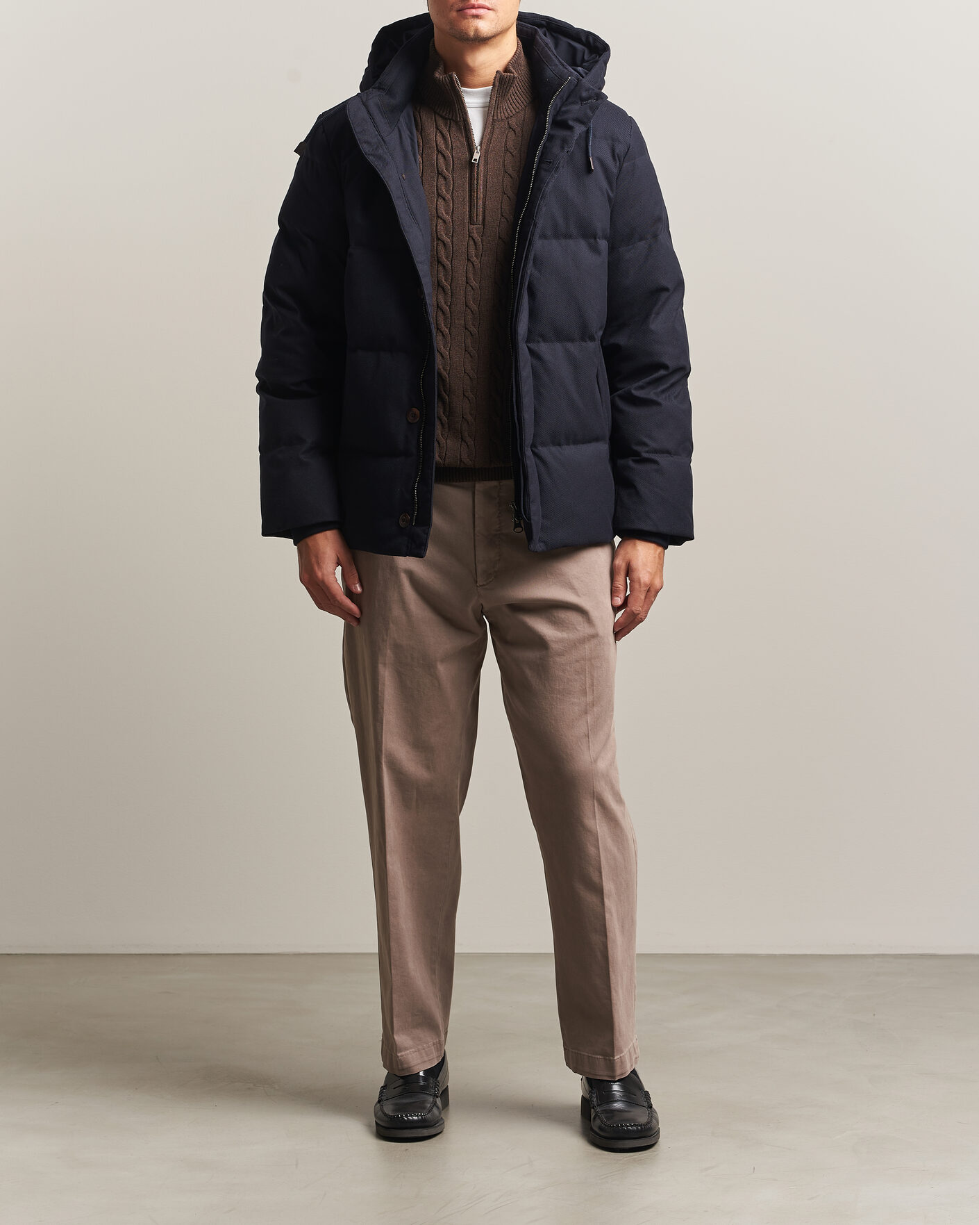 Uomini | Giacche | Gant | Flannel Down Hooded Jacket Evening Blue