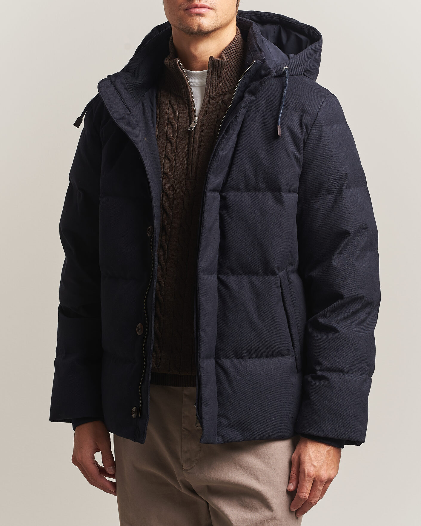Uomini | Giacche | Gant | Flannel Down Hooded Jacket Evening Blue