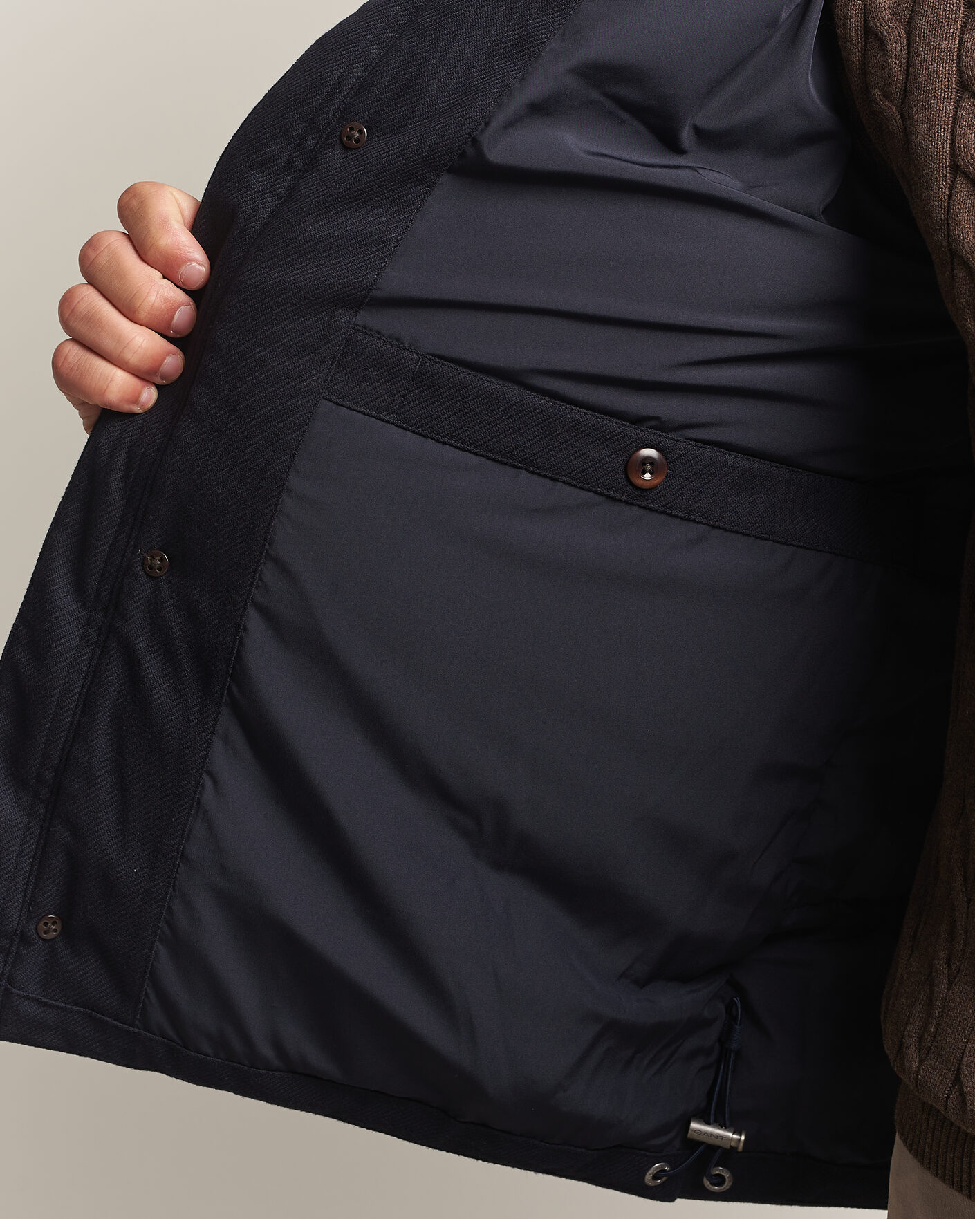 Uomini | Giacche | Gant | Flannel Down Hooded Jacket Evening Blue