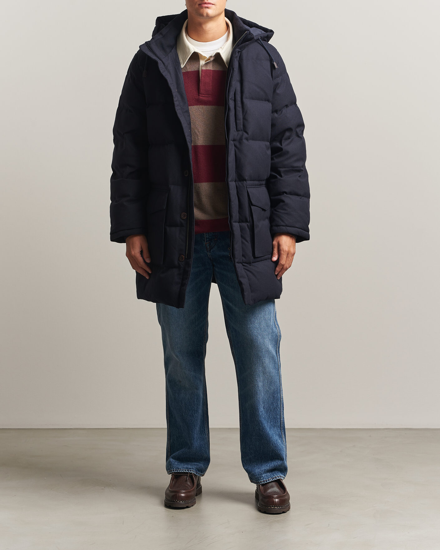 Uomini | Giacche | Gant | Flannel Down Hooded Parka Evening Blue