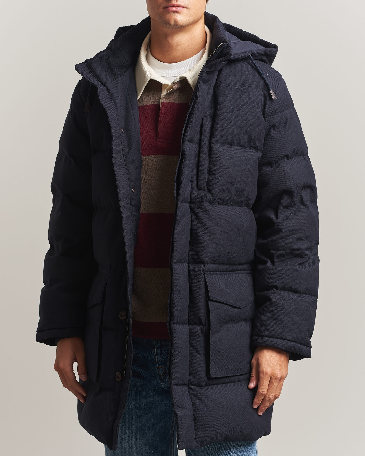Uomini | Giacche | Gant | Flannel Down Hooded Parka Evening Blue