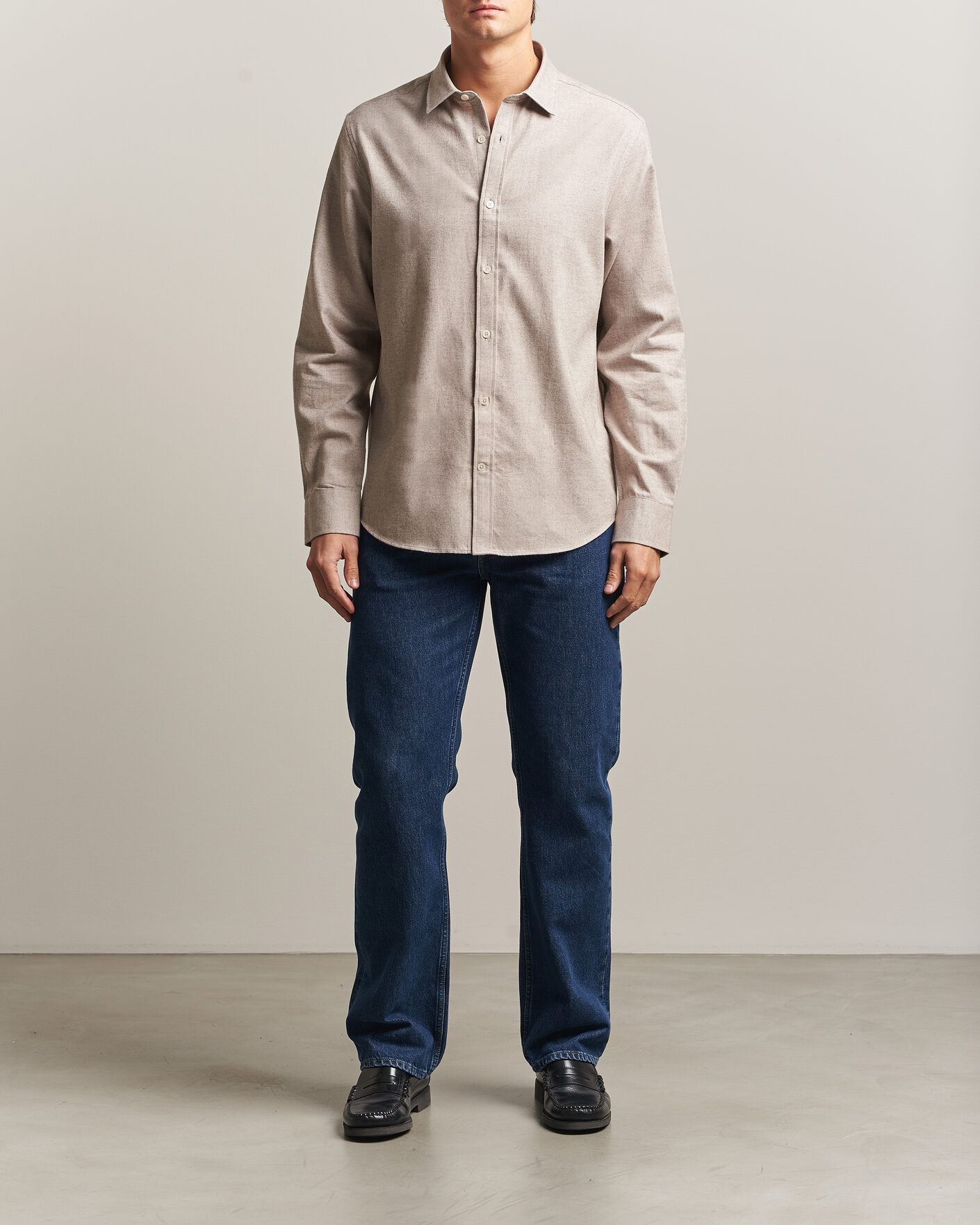 Uomini | Camicie | Gant | Regular Fit Flannel Shirt Light Brown Melange