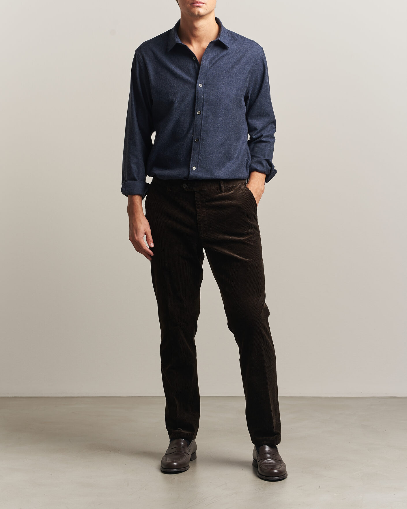 Uomini | Camicie | Gant | Regular Fit Flannel Shirt Dark Navy Melange