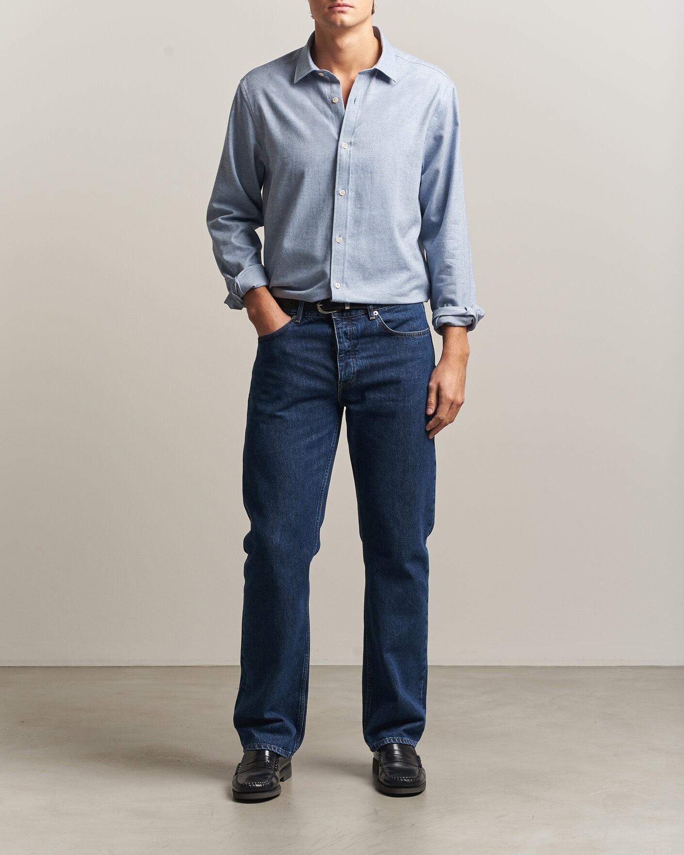 Uomini | Camicie | Gant | Regular Fit Flannel Shirt Light Blue Melange
