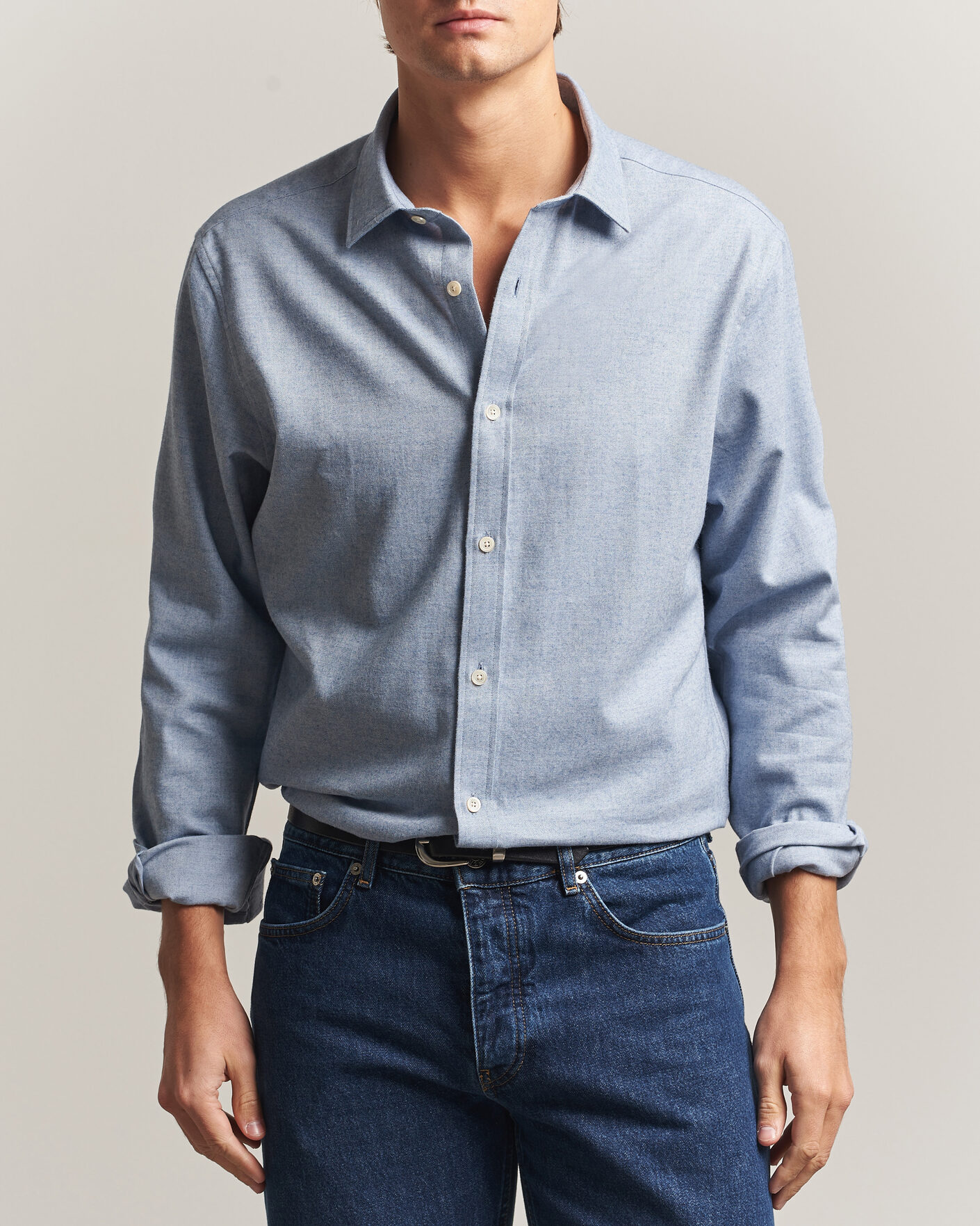 Uomini | Camicie | Gant | Regular Fit Flannel Shirt Light Blue Melange