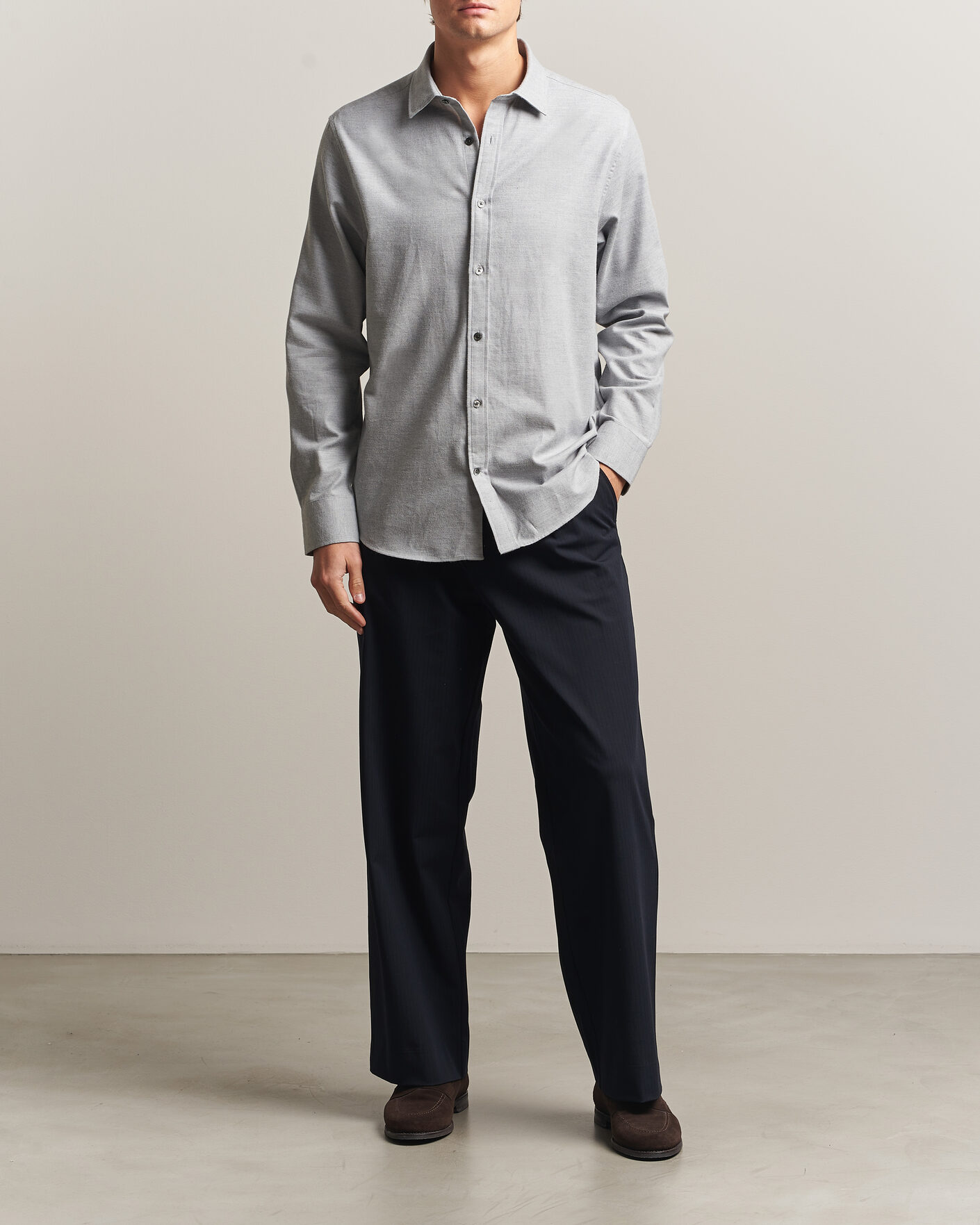 Uomini | Camicie | Gant | Regular Fit Flannel Shirt Grey Melange