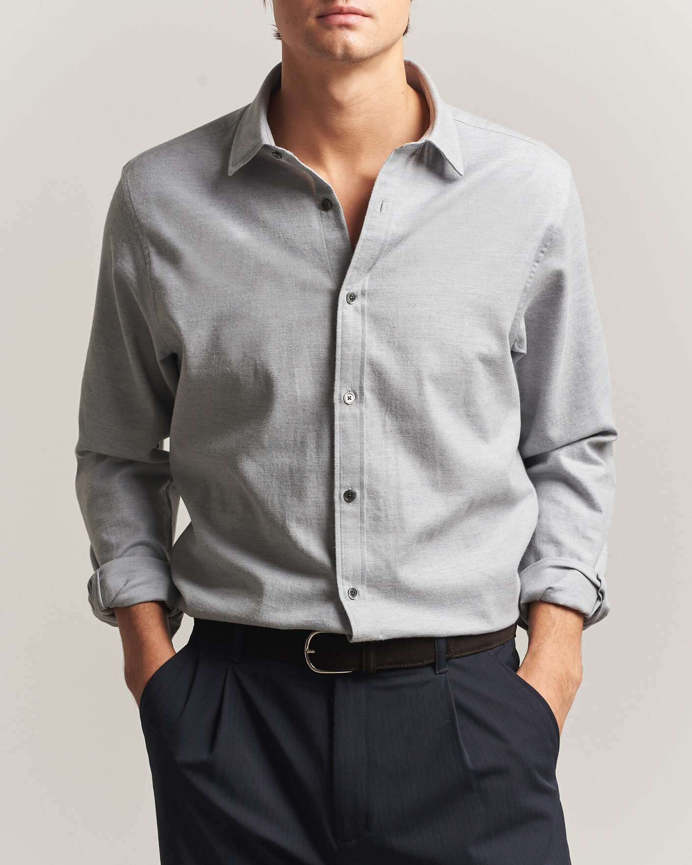 Uomini | Camicie | Gant | Regular Fit Flannel Shirt Grey Melange