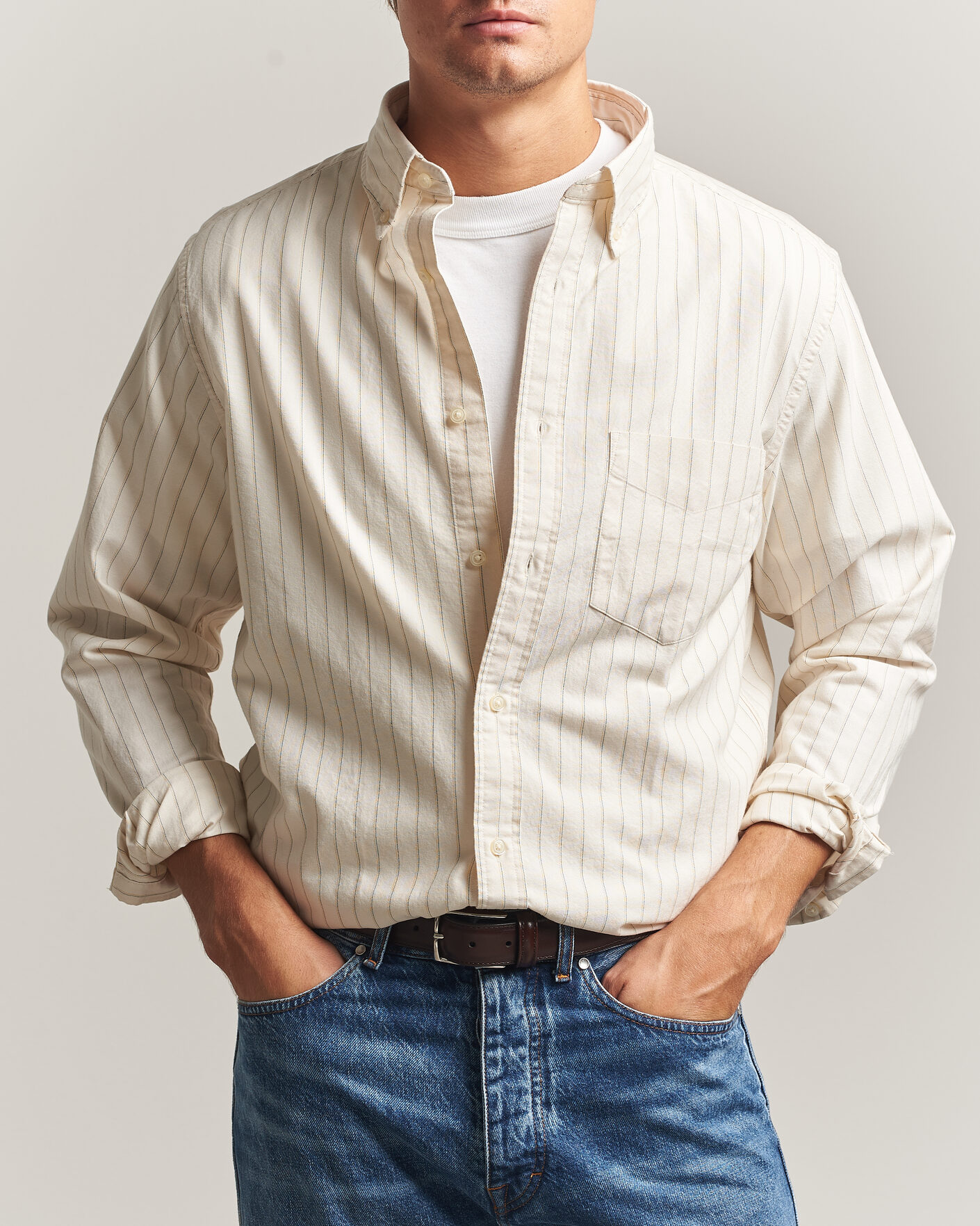 Uomini | Camicie | Gant | Regular Fit Archive Oxford Striped Shirt Cream