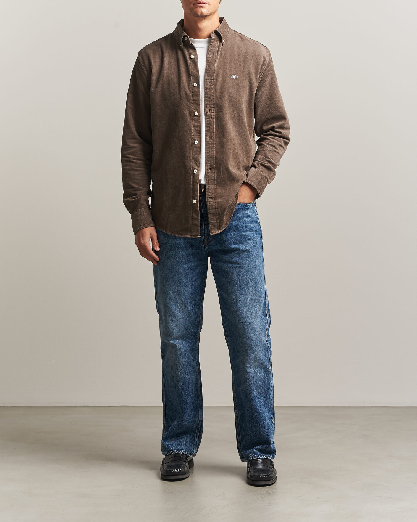 Uomini | Camicie | Gant | Regular Fit Corduroy Shirt Faded Taupe