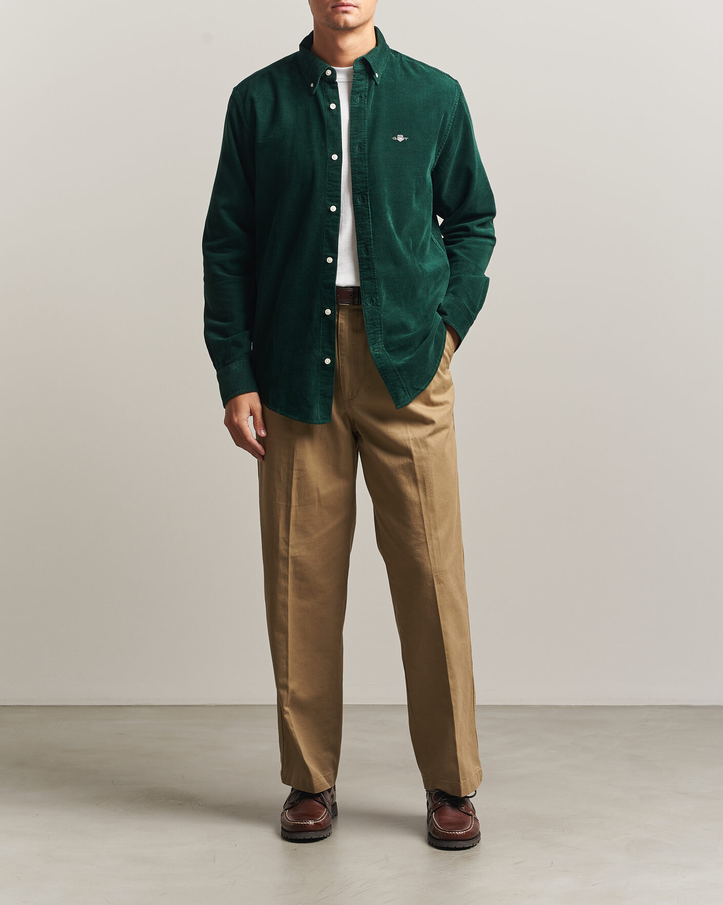 Uomini | Camicie | Gant | Regular Fit Corduroy Shirt Tartan Green
