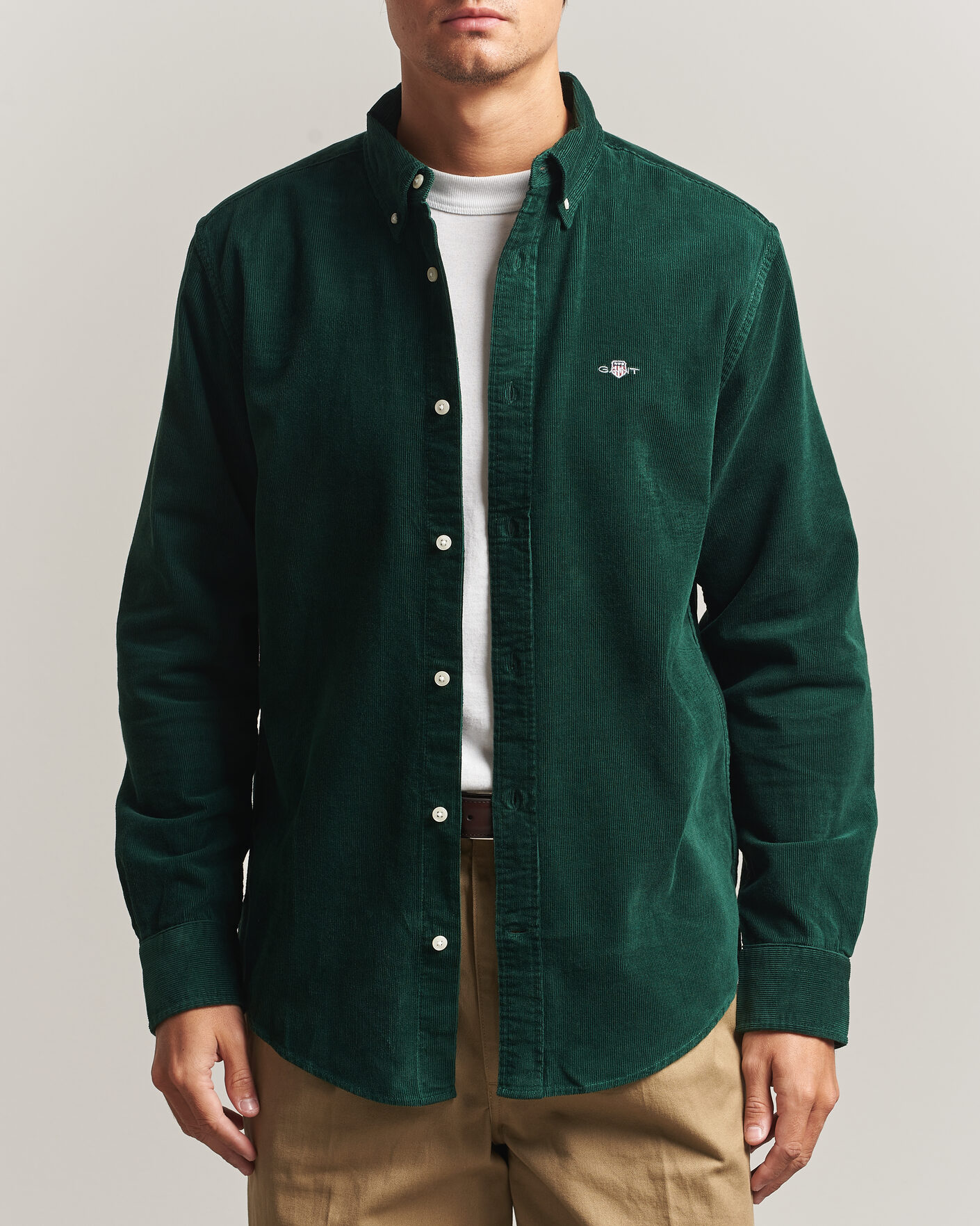 Uomini | Camicie | Gant | Regular Fit Corduroy Shirt Tartan Green