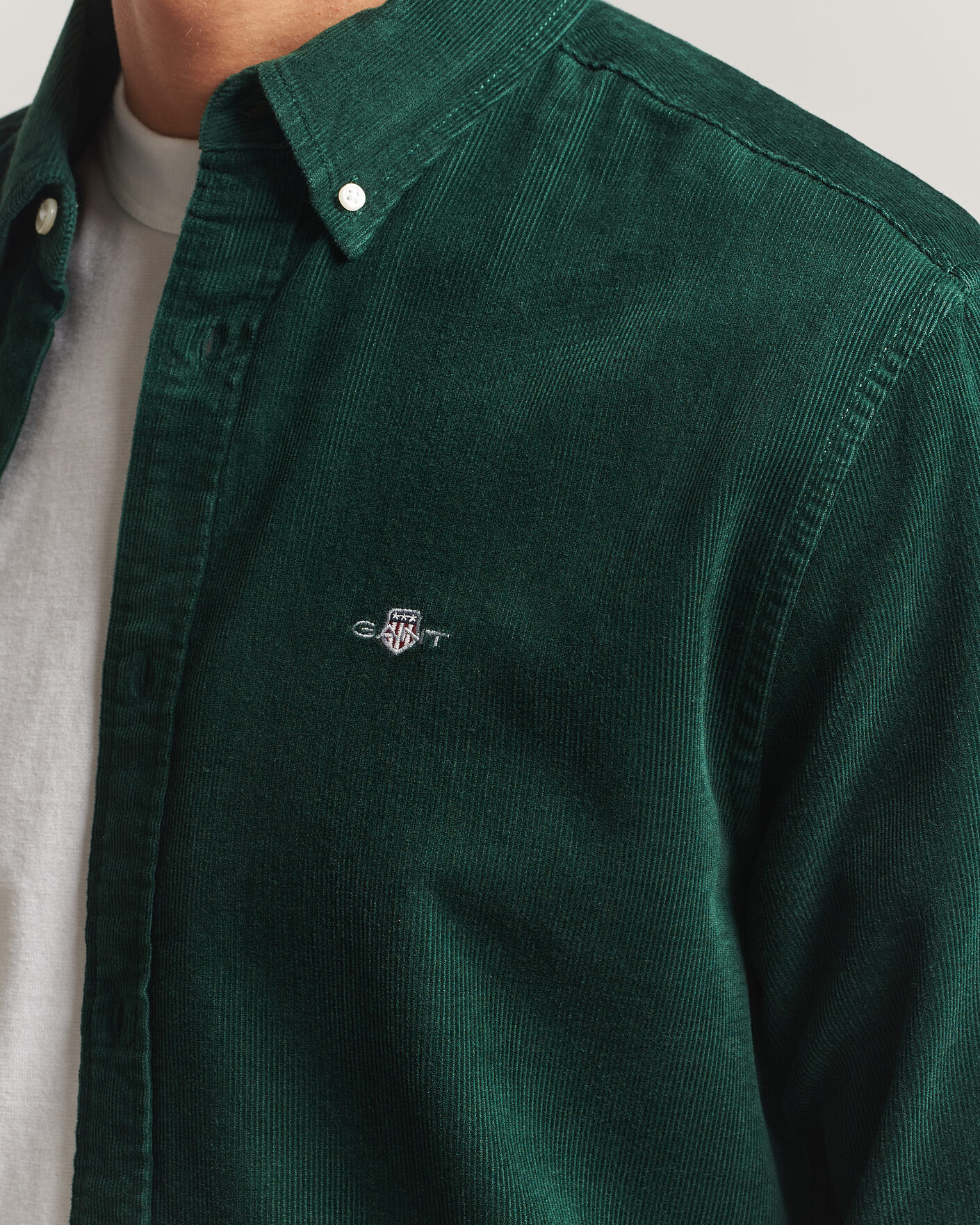 Uomini | Camicie | Gant | Regular Fit Corduroy Shirt Tartan Green
