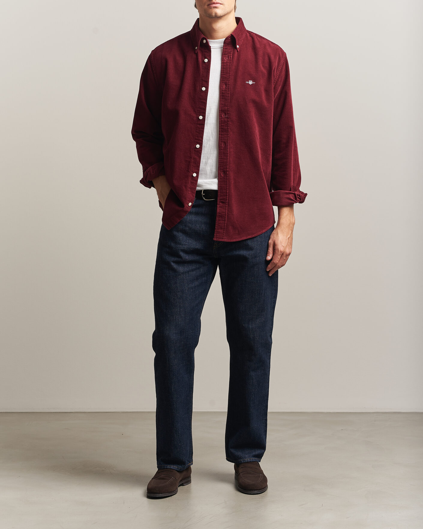 Uomini | Camicie | Gant | Regular Fit Corduroy Shirt Deep Grape Wine