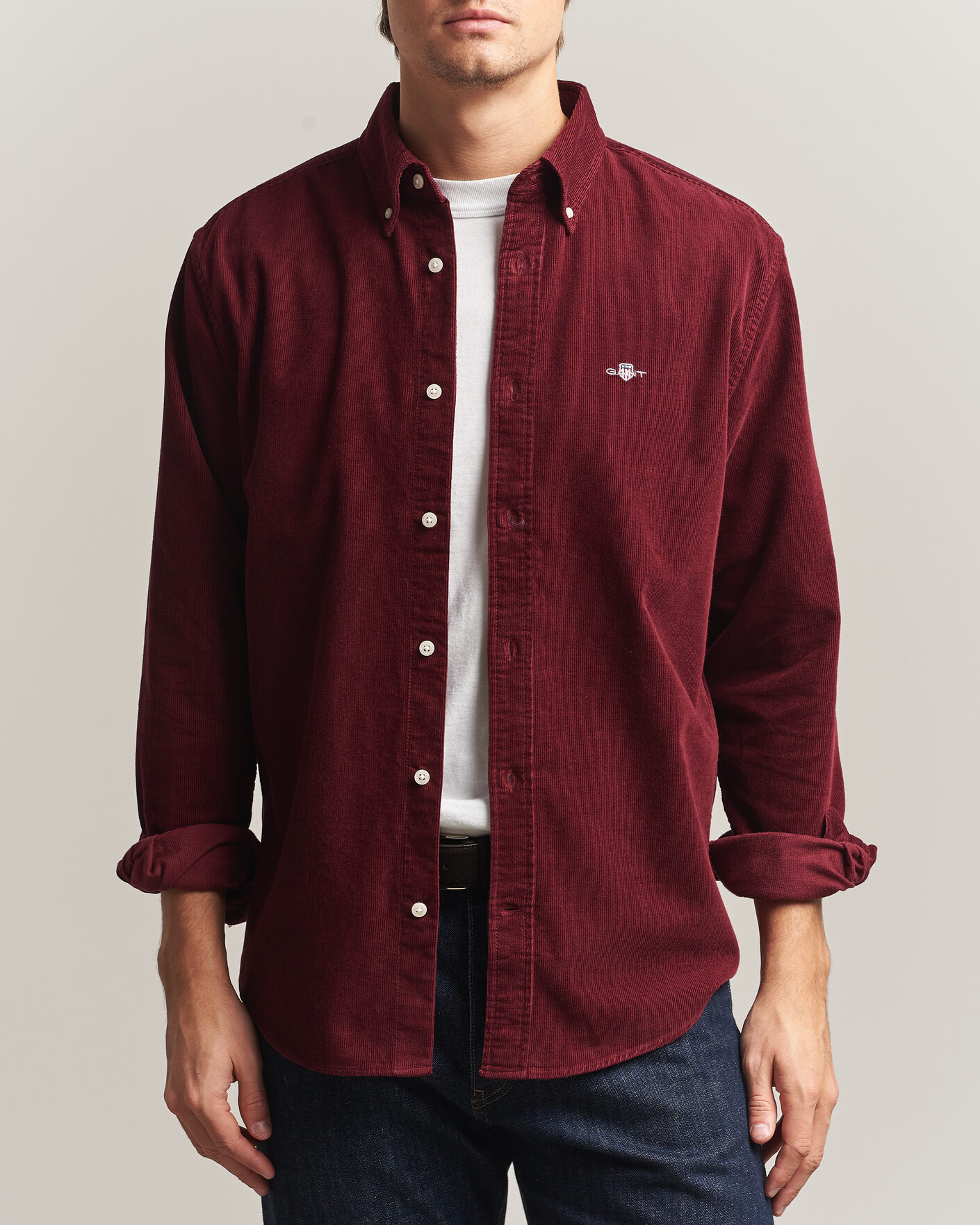Uomini | Camicie | Gant | Regular Fit Corduroy Shirt Deep Grape Wine