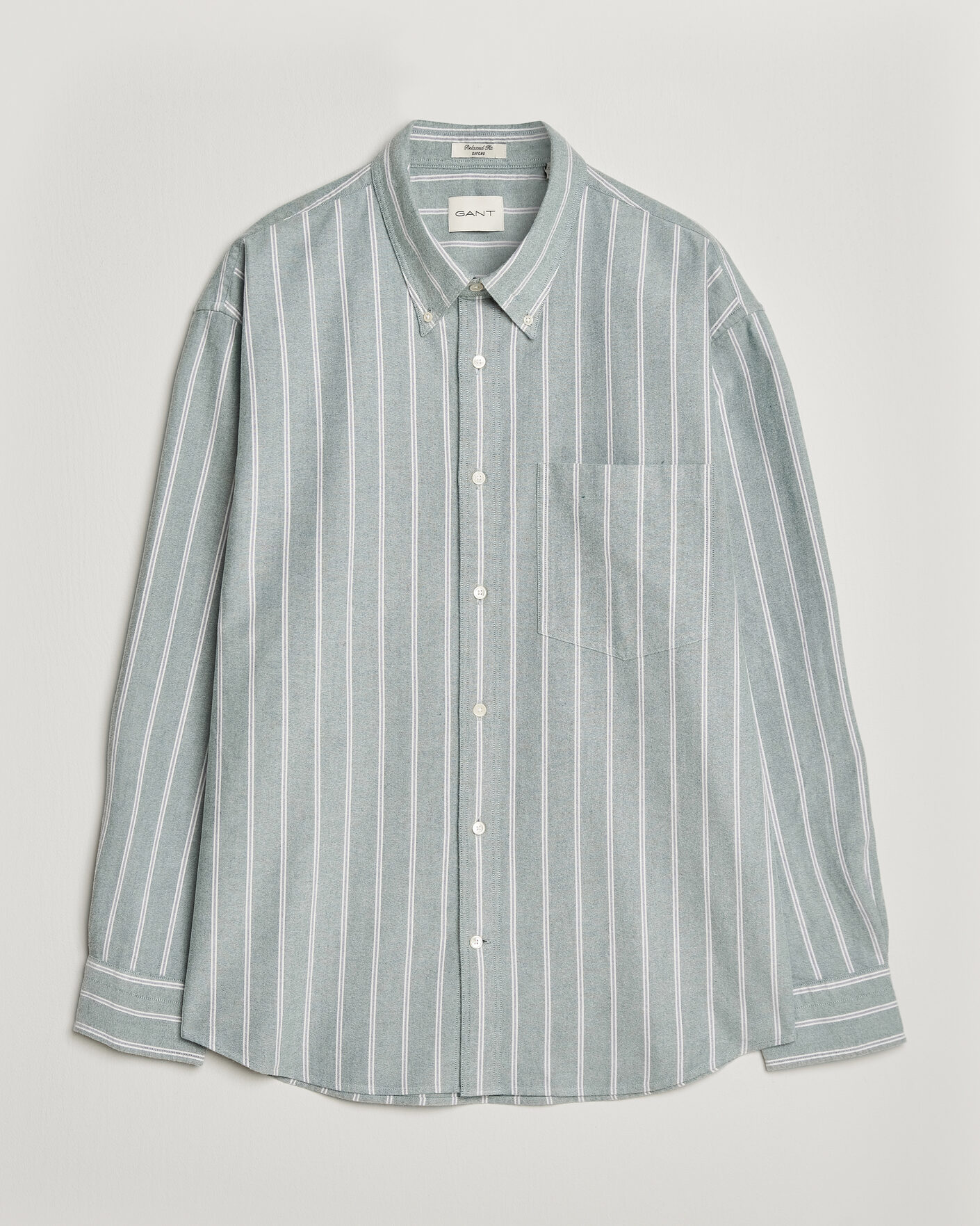 Uomini | Camicie | Gant | Relaxed Fit Brushed Oxford Striped Shirt Dark Emerald