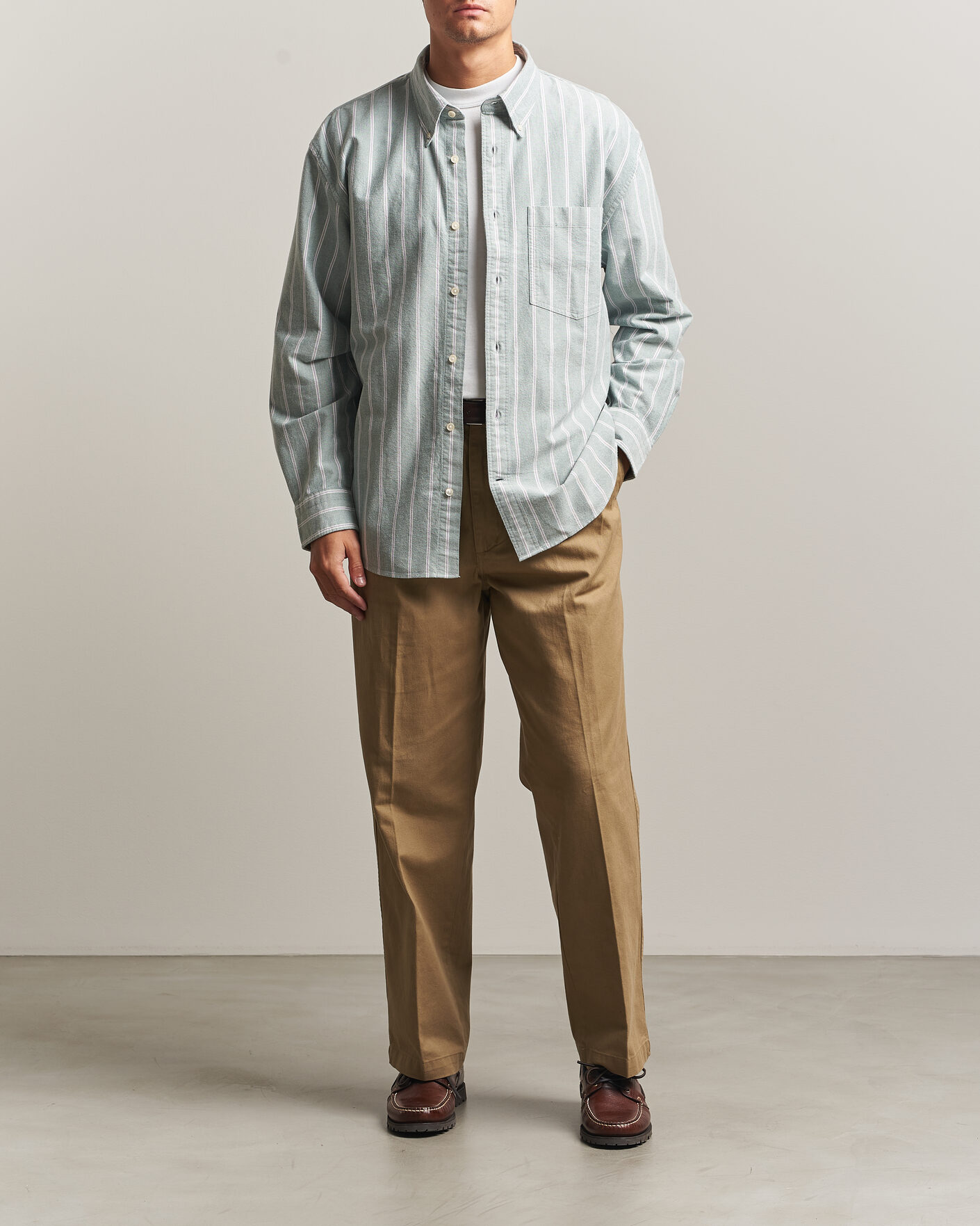 Uomini | Camicie | Gant | Relaxed Fit Brushed Oxford Striped Shirt Dark Emerald