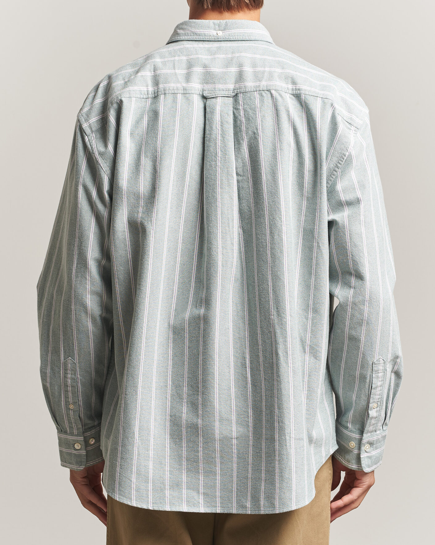 Uomini | Camicie | Gant | Relaxed Fit Brushed Oxford Striped Shirt Dark Emerald