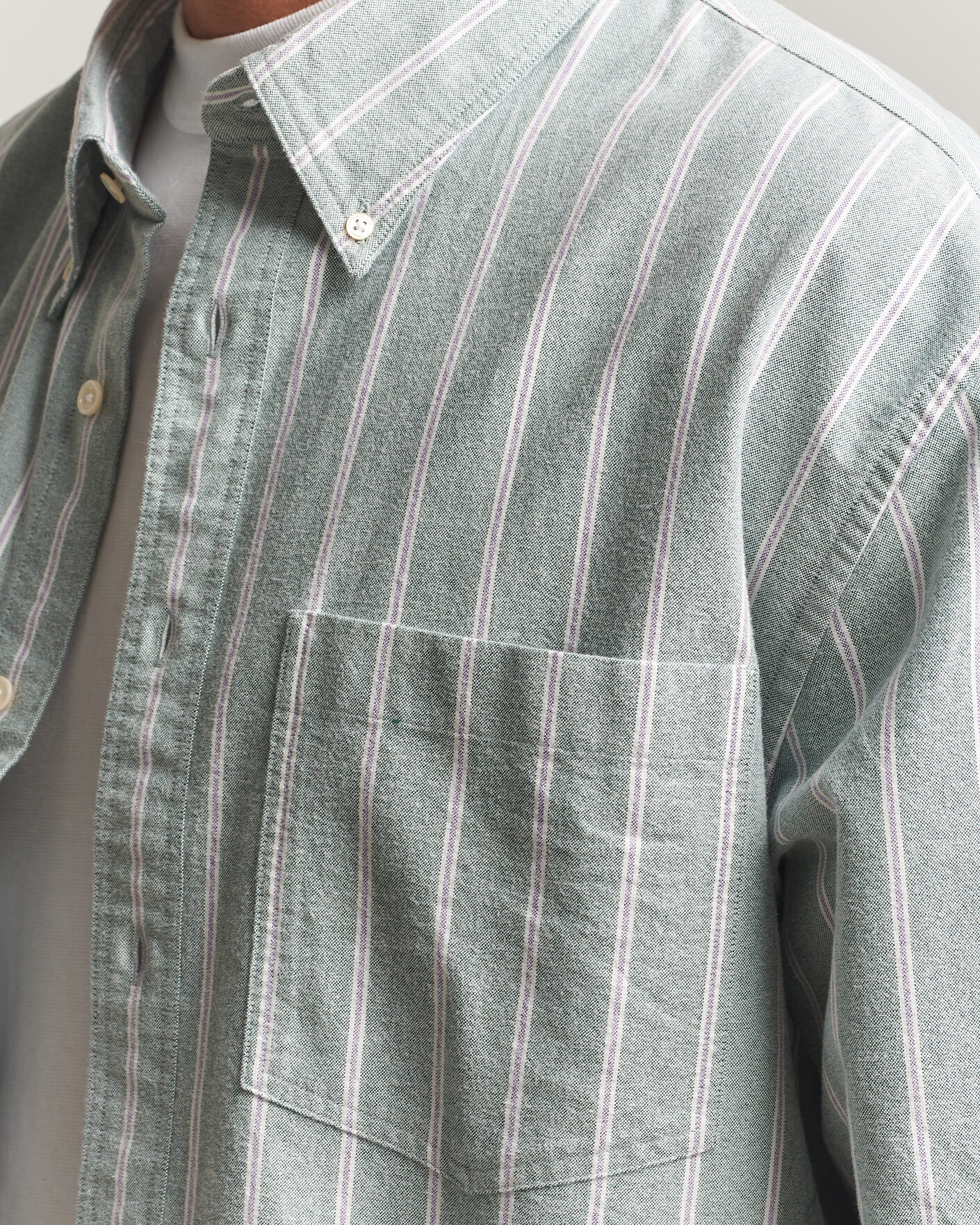 Uomini | Camicie | Gant | Relaxed Fit Brushed Oxford Striped Shirt Dark Emerald