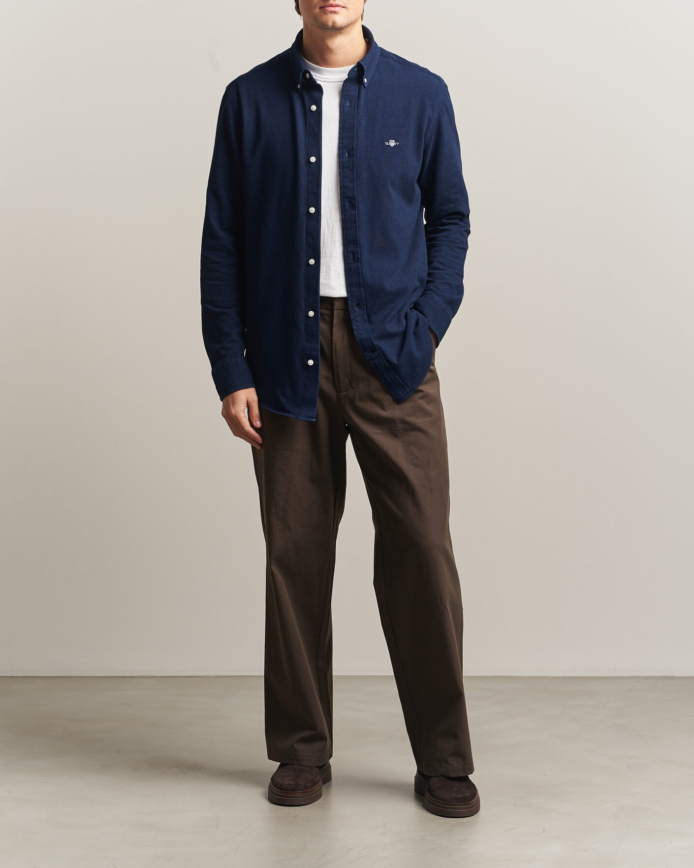 Uomini | Camicie | Gant | Regular Fit Indigo Jersey Pique Shirt Dark Blue
