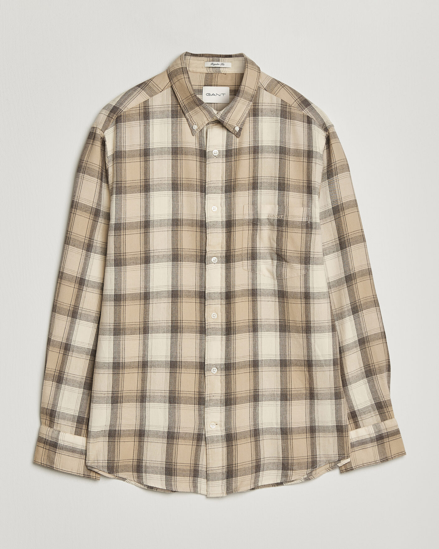 Uomini | Camicie | Gant | Regular Fit Windblown Flannel Checked Shirt Dry Sand