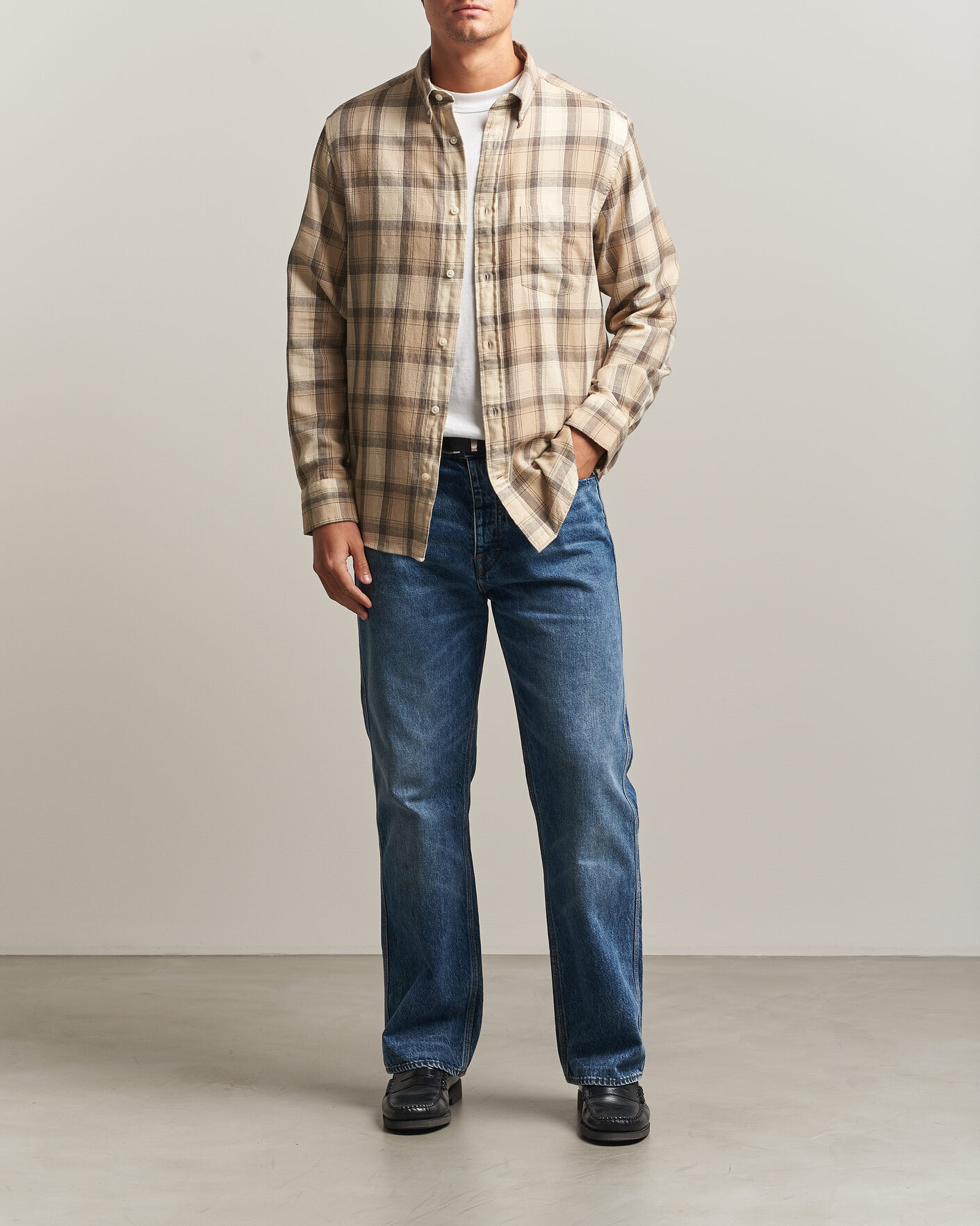 Uomini | Camicie | Gant | Regular Fit Windblown Flannel Checked Shirt Dry Sand