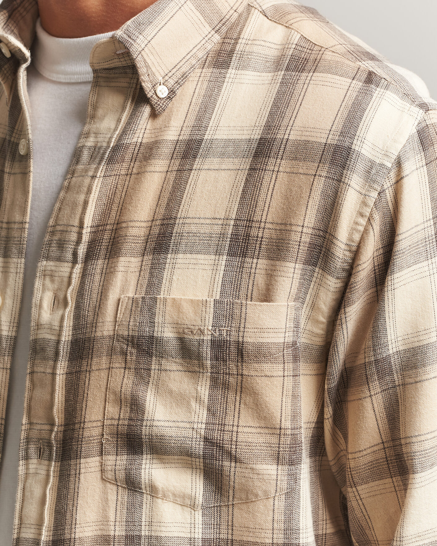 Uomini | Camicie | Gant | Regular Fit Windblown Flannel Checked Shirt Dry Sand