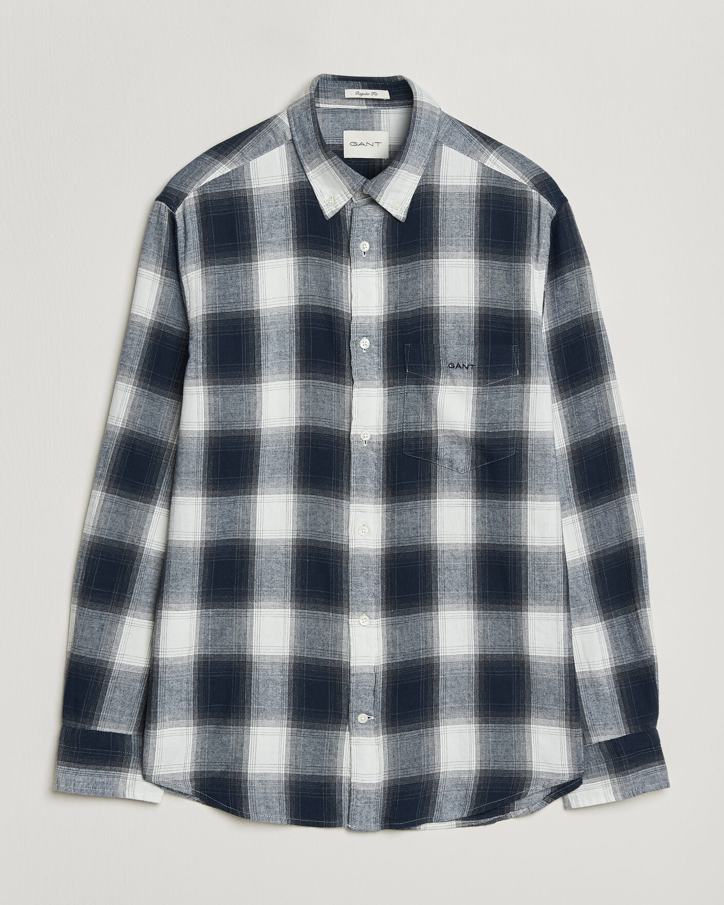 Uomini | Camicie | Gant | Regular Fit Windblown Flannel Checked Shirt Evening Blue