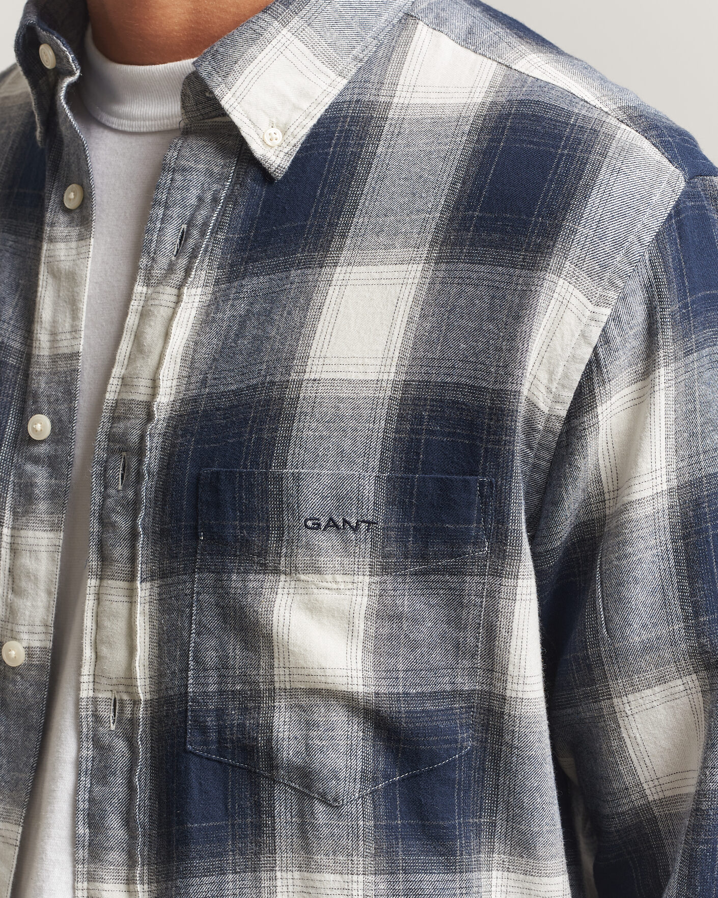 Uomini | Camicie | Gant | Regular Fit Windblown Flannel Checked Shirt Evening Blue