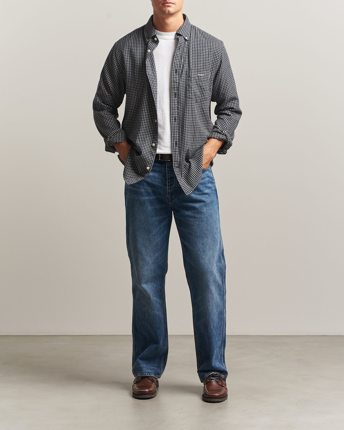Uomini | Camicie | Gant | Regular Fit Windblown Flannel Checked Shirt Evening Blue