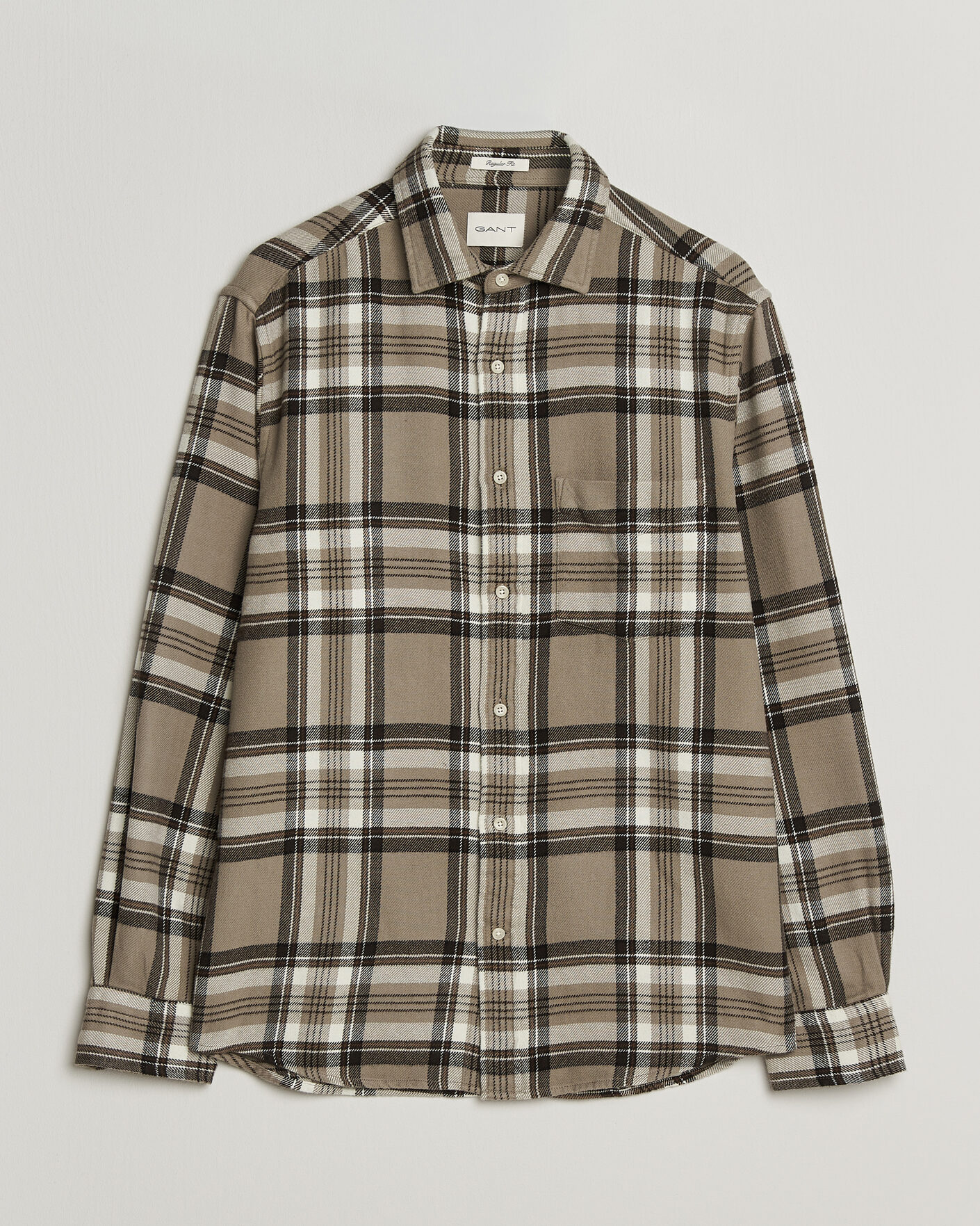 Uomini | Camicie | Gant | Regular Fit Flannel Checked Overshirt Mist Taupe