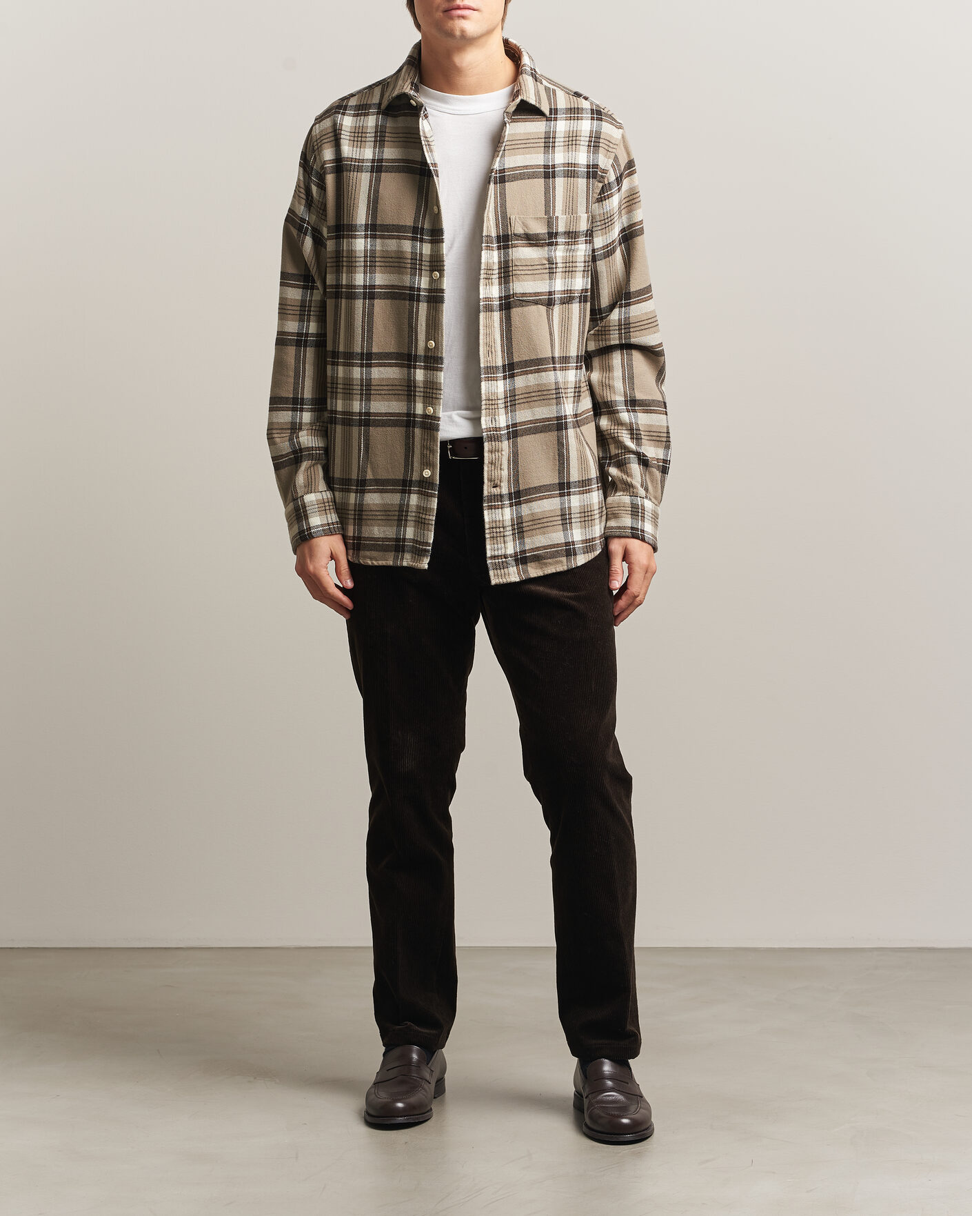 Uomini | Camicie | Gant | Regular Fit Flannel Checked Overshirt Mist Taupe