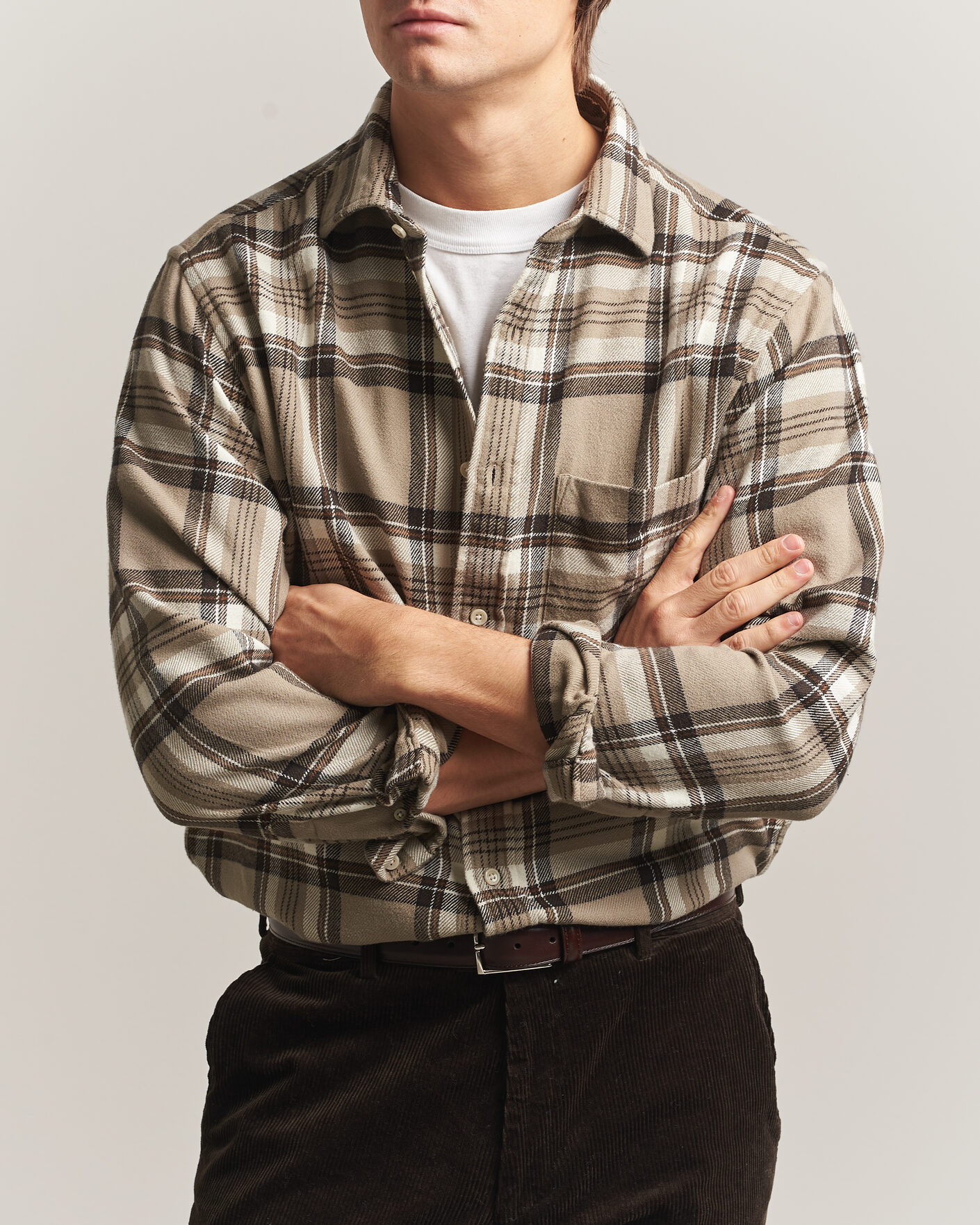 Uomini | Camicie | Gant | Regular Fit Flannel Checked Overshirt Mist Taupe