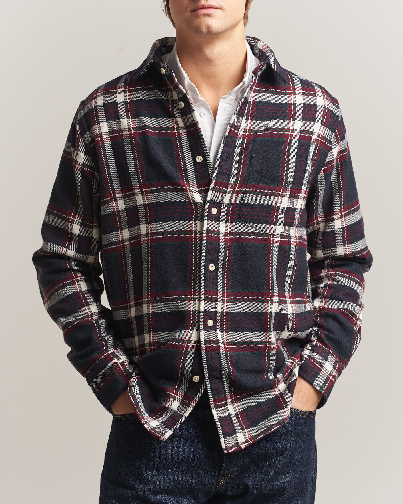 Uomini | Camicie | Gant | Regular Fit Flannel Checked Overshirt Evening Blue