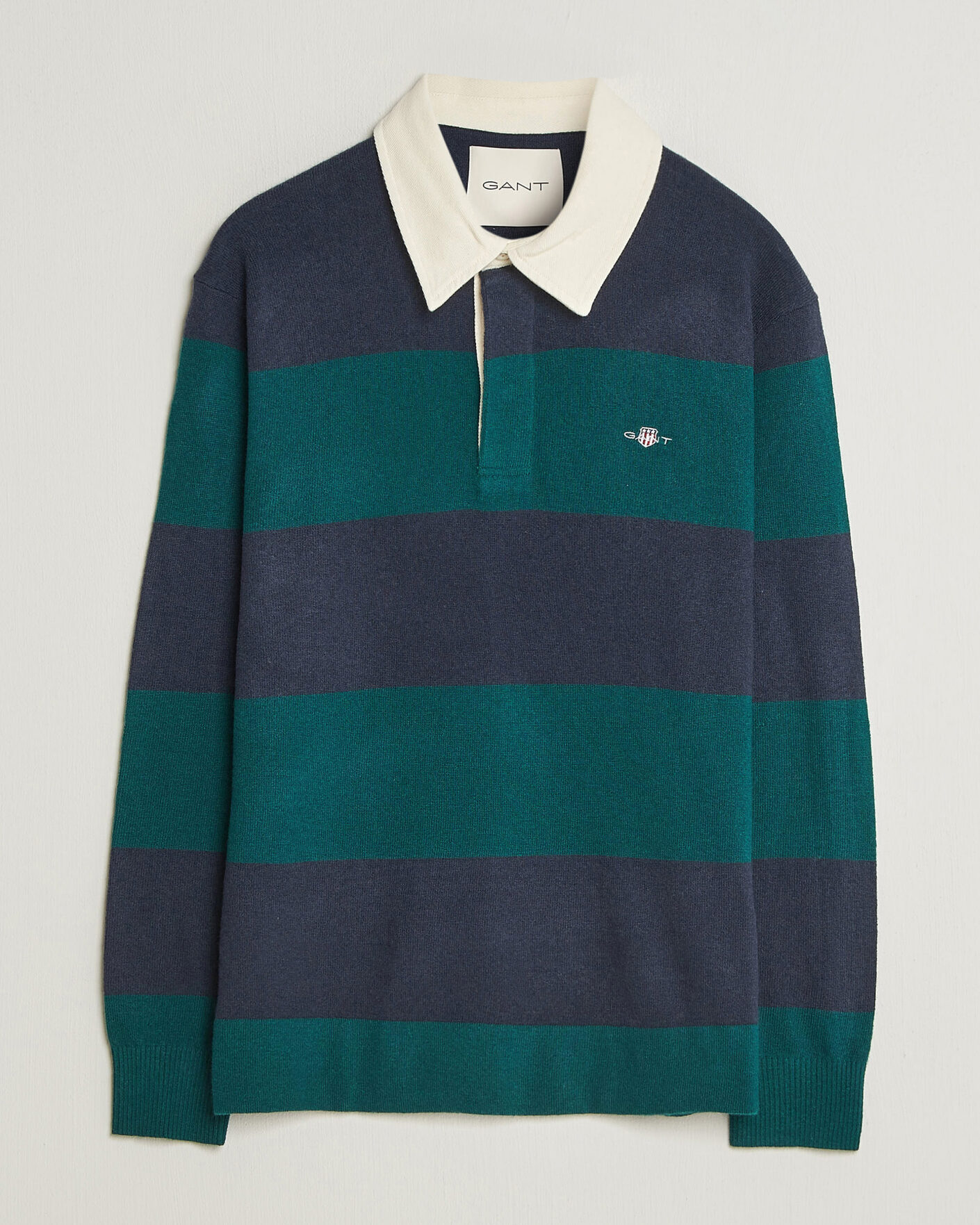 Uomini | Maglieria | Gant | Lambswool Barstriped Rugger Dark Emerald