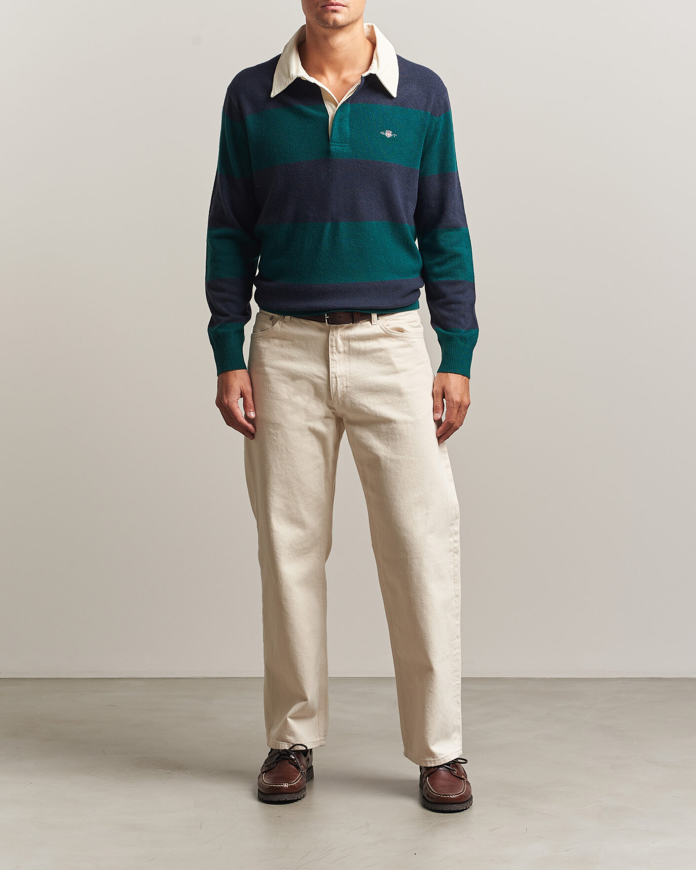 Uomini | Maglieria | Gant | Lambswool Barstriped Rugger Dark Emerald