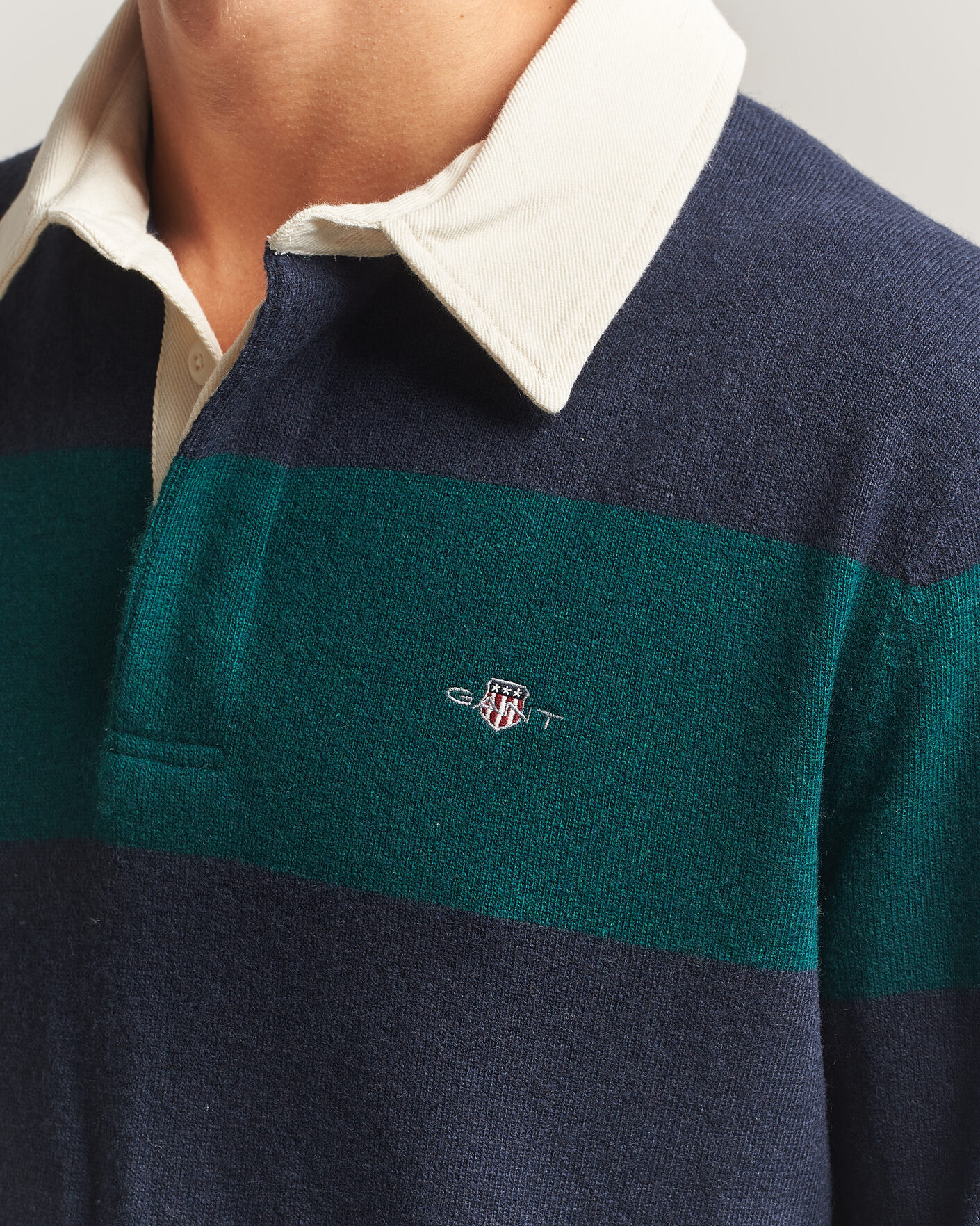 Uomini | Maglieria | Gant | Lambswool Barstriped Rugger Dark Emerald
