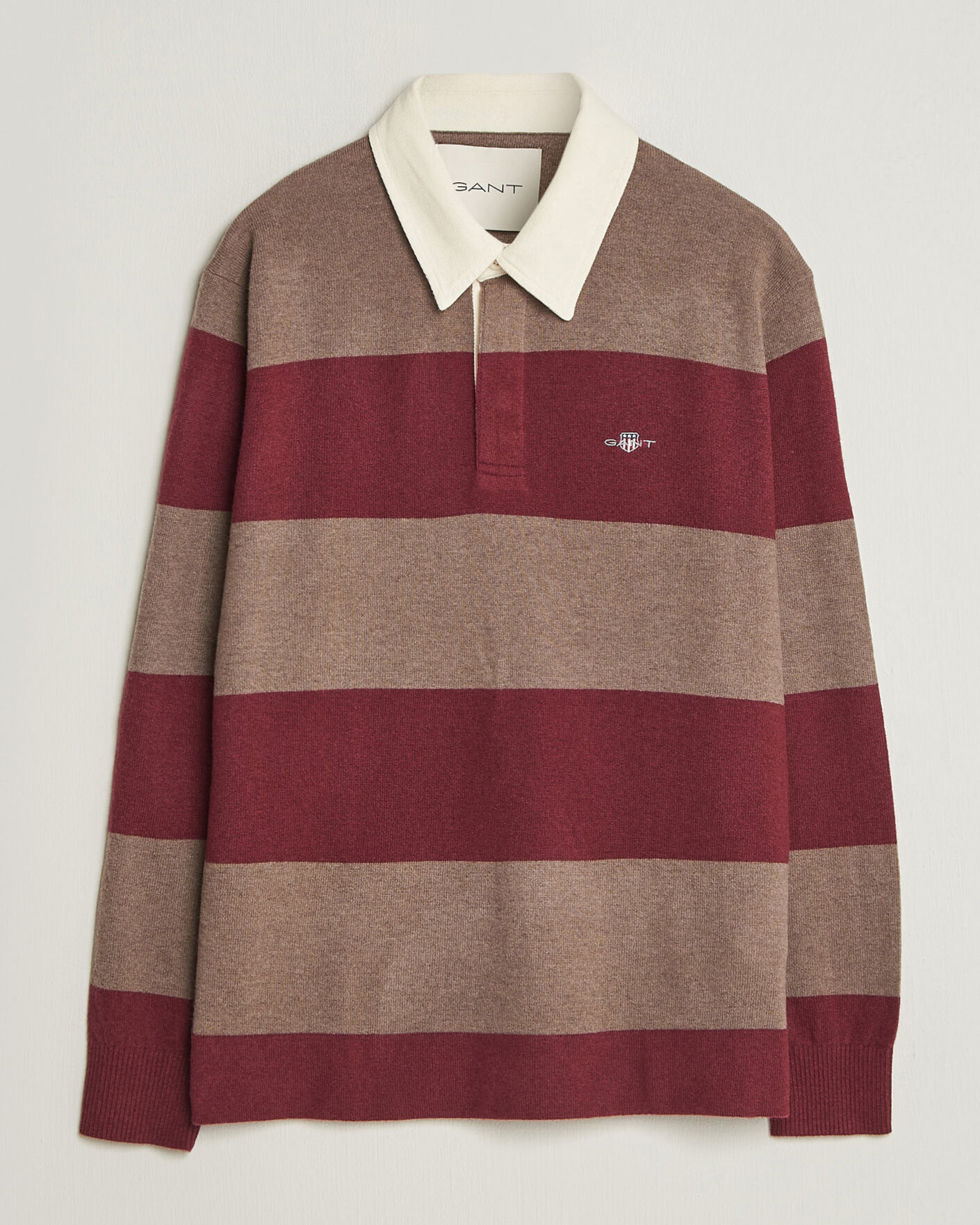 Uomini | Maglieria | Gant | Lambswool Barstriped Rugger Deep Grape Wine